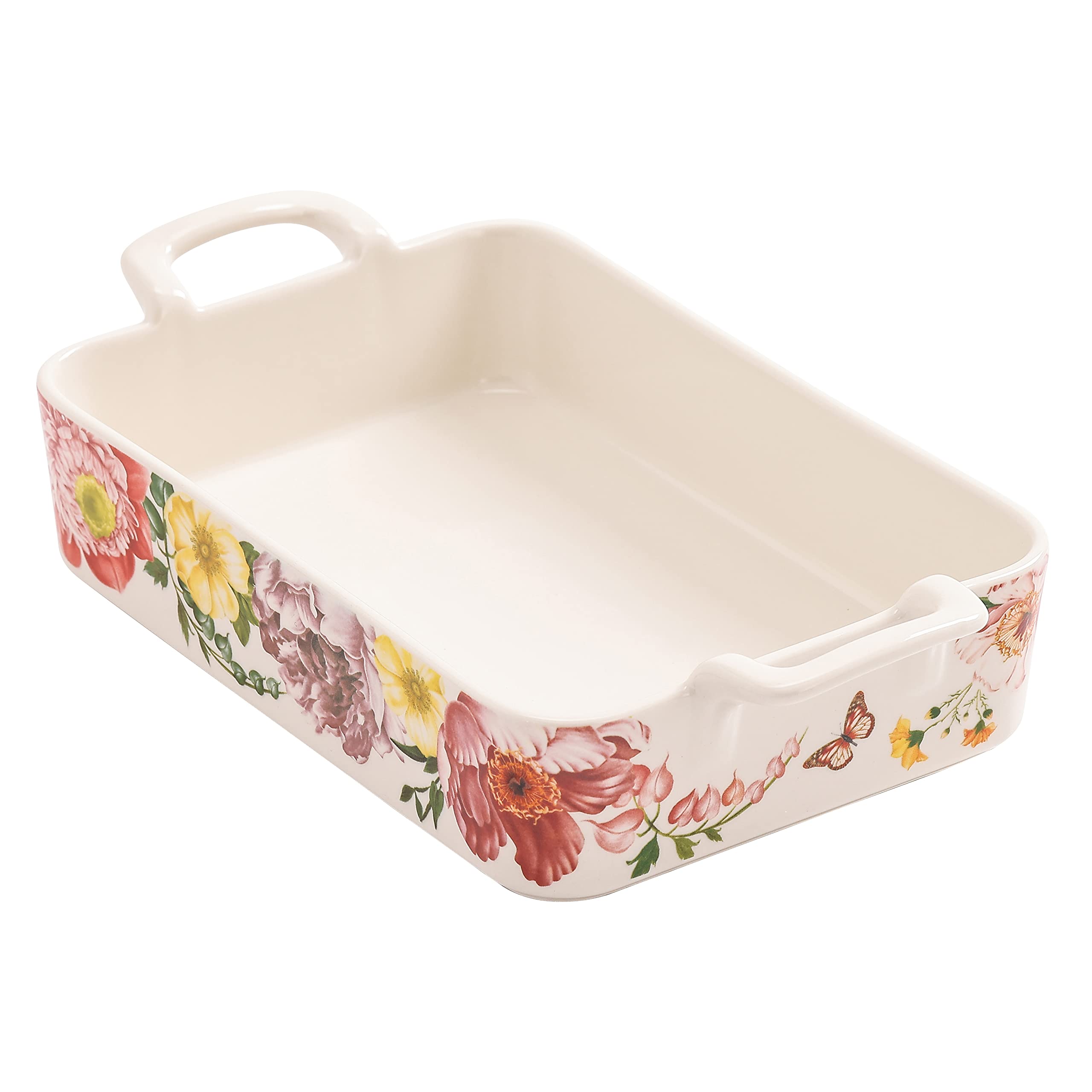 Bico Peony Heaven Stoneware Baking Dish - 12x9 Inch Rectangular Lasagna Pan, Casserole Dish, Oven, Microwave & Dishwasher Safe - Perfect for Family Dinners, Holiday Baking & Meal Prep