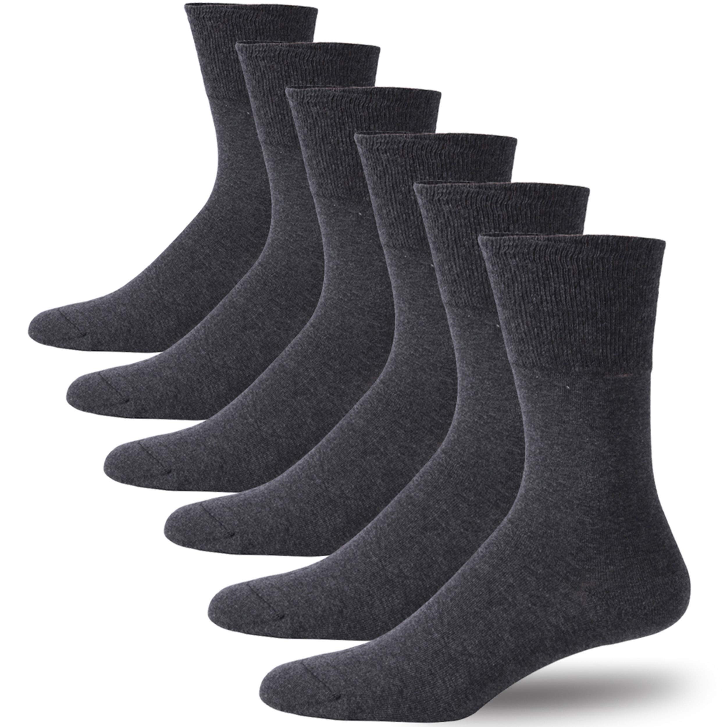 Forcool Non-Binding Diabetic Socks for Men & Women - Breathable Cotton Crew Socks for Circulation, M/L/XL, 3/6 Pairs - Ideal for Diabetes, Swelling & All-Day Comfort at Work or Home