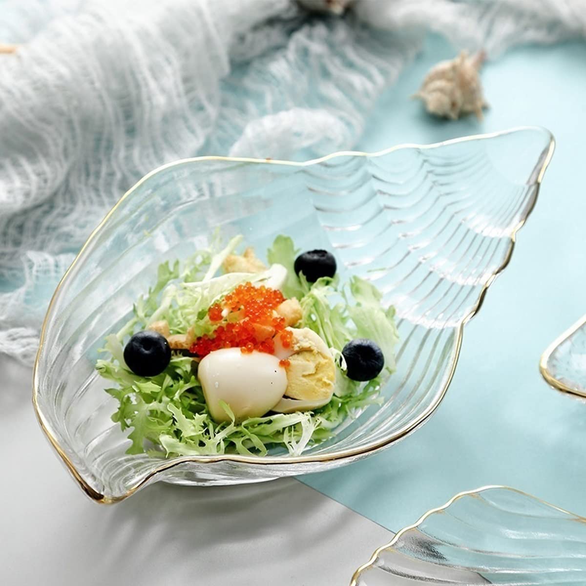 Transparent Glass Fruit Plate - Elegant Serving Tray for Candy, Sushi, Salad, Desserts | Party, Home Decor & Dinner Table Display | Durable Phnom Penh Style Storage Dish for Snacks and Ocean-Themed Decor