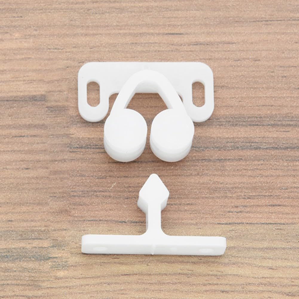 3Pcs White Marine Boat Ball Catch Door Cupboard Spring Back Plates Roller Latch Plastic Catches Cabinet Hardware - Durable Cabinet Latches for Boats, RVs & Home Storage Use