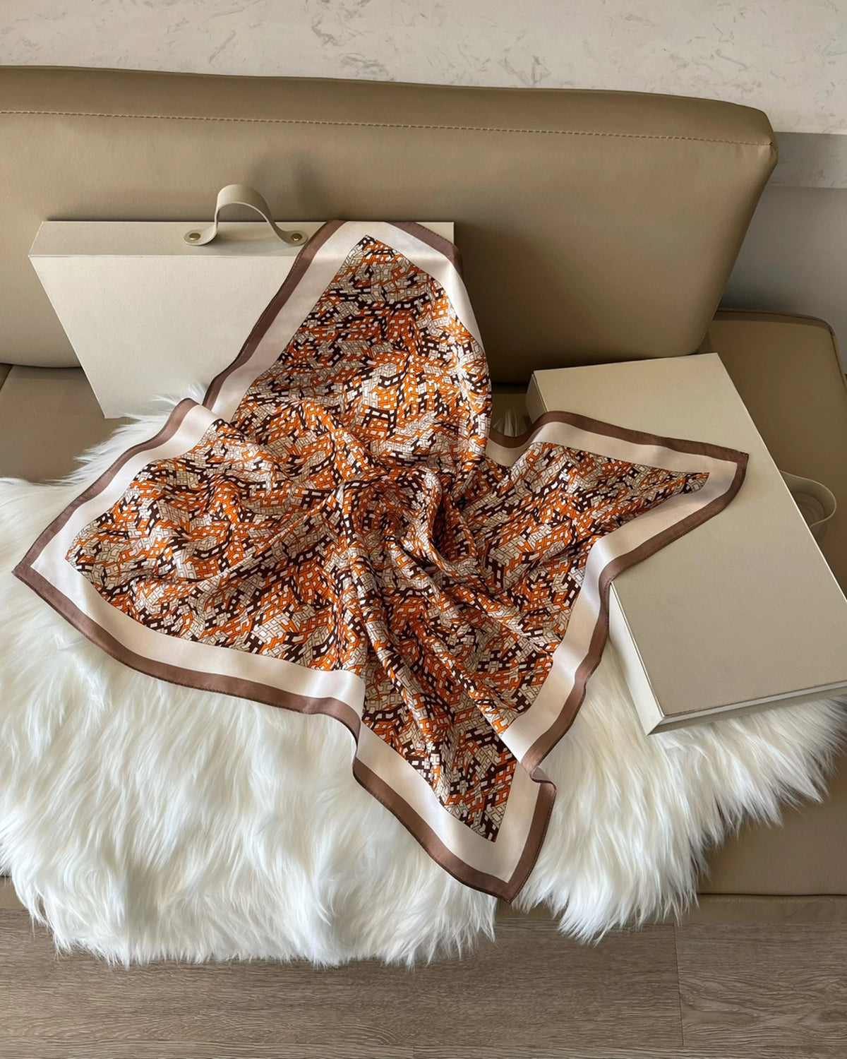 Elegant Letter H Patterned Silk Scarf for Women - Luxury Fashion Accessory for Office, Party & Special Occasions