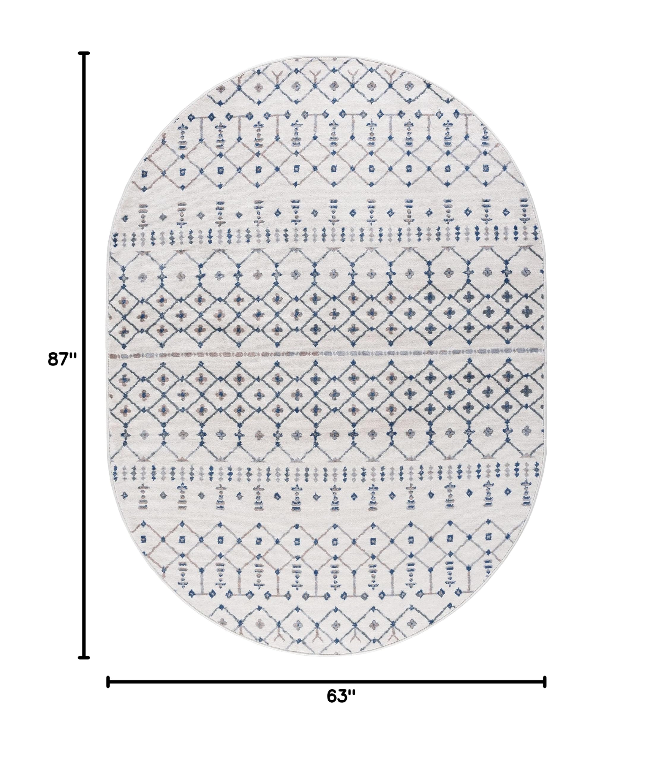 Modern Cream 5x7 Oval Area Rug - Soft Contemporary Carpet for Living Room, Bedroom, Dining Room, Kitchen & Entryway - Non-Slip Indoor Floor Mat - Perfect for Home Decor & Cozy Spaces