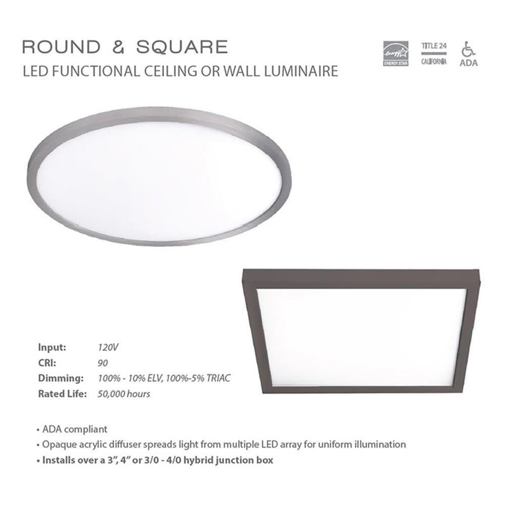 WAC Lighting 15-Inch Round LED Flush Mount Ceiling Light - Energy Star Certified, 3000K Warm White, Ideal for Bedrooms, Kitchens & Hallways