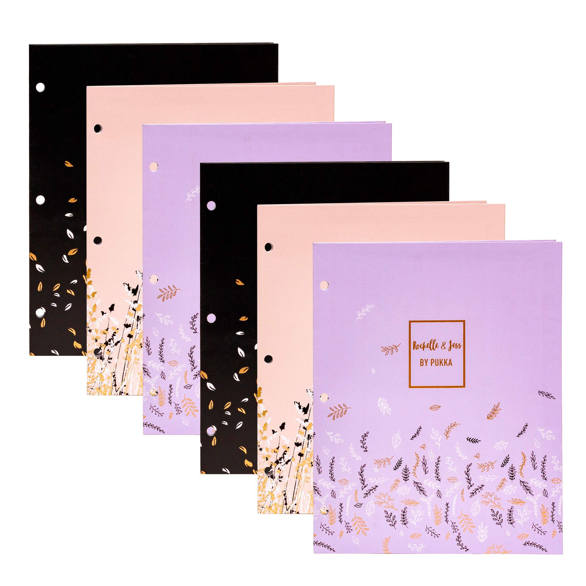 Pukka Pad 6-Pack Pocket Folders with 3 Hole Punches - 11.75 x 9.5 Inch A4 & Letter Size Portfolio Organizers for School, Office & Home - Perfect for Documents, Reports & Homework Organization