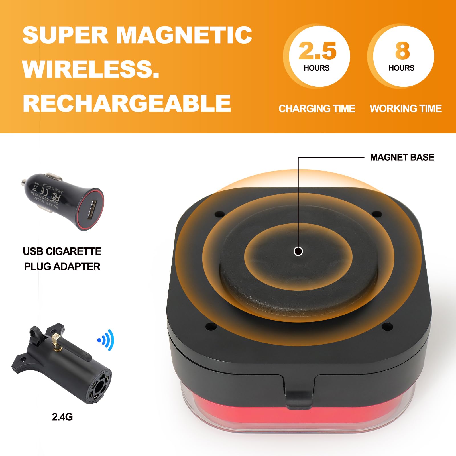 2024 Upgraded Rechargeable Wireless LED Trailer Lights - Magnetic Waterproof Tow Truck Tail Light Kit with Anti-Lost Rope for RV, Boat, Camper, Jet Ski & Caravan - Perfect for Safe Night Towing & Outdoor Adventures