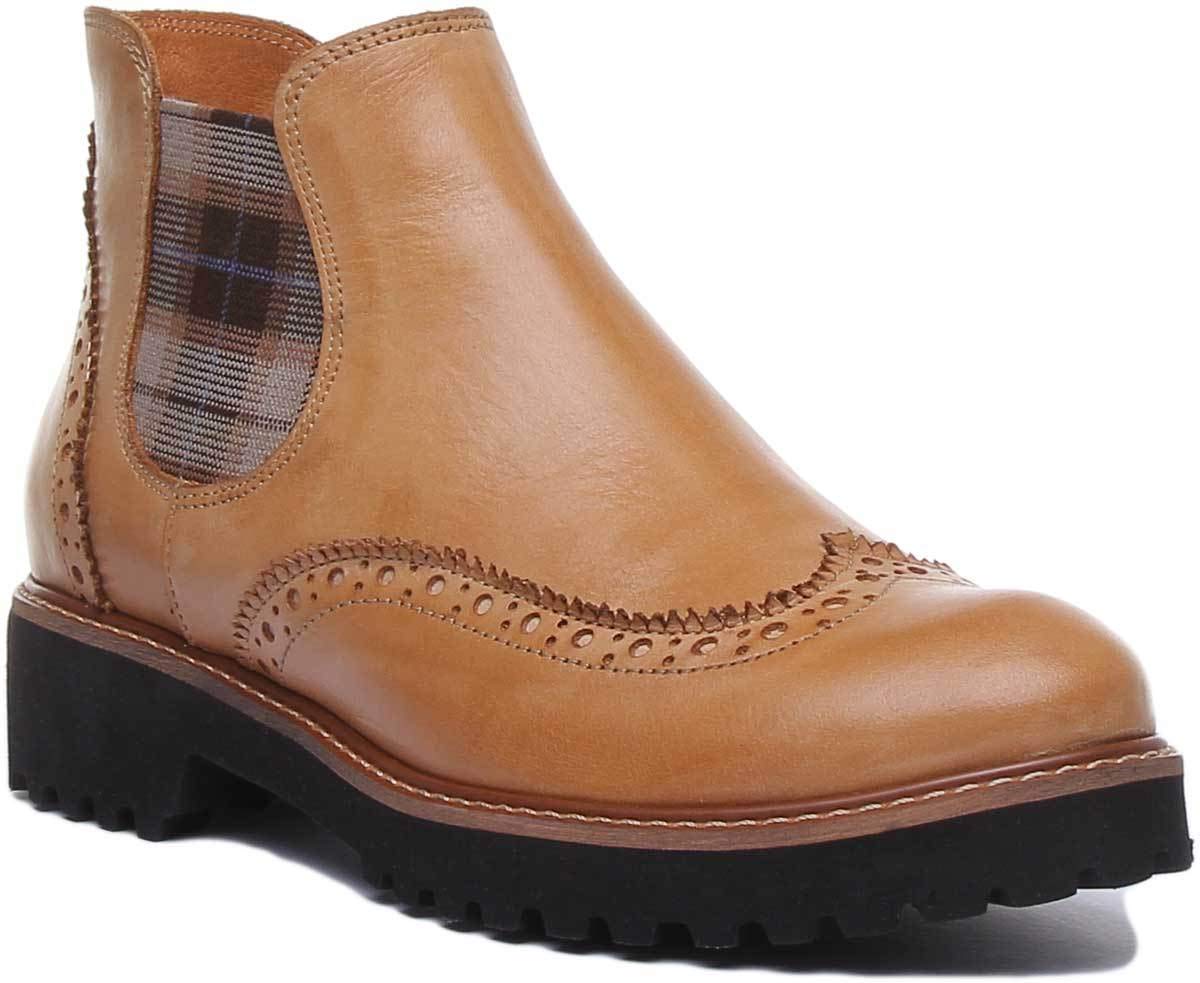 Justin Reece Harriet Women's Leather Ankle Boots - Beige/Tan (UK 7) | Comfortable & Stylish Fall Booties for Work, Casual Outfits & Date Nights