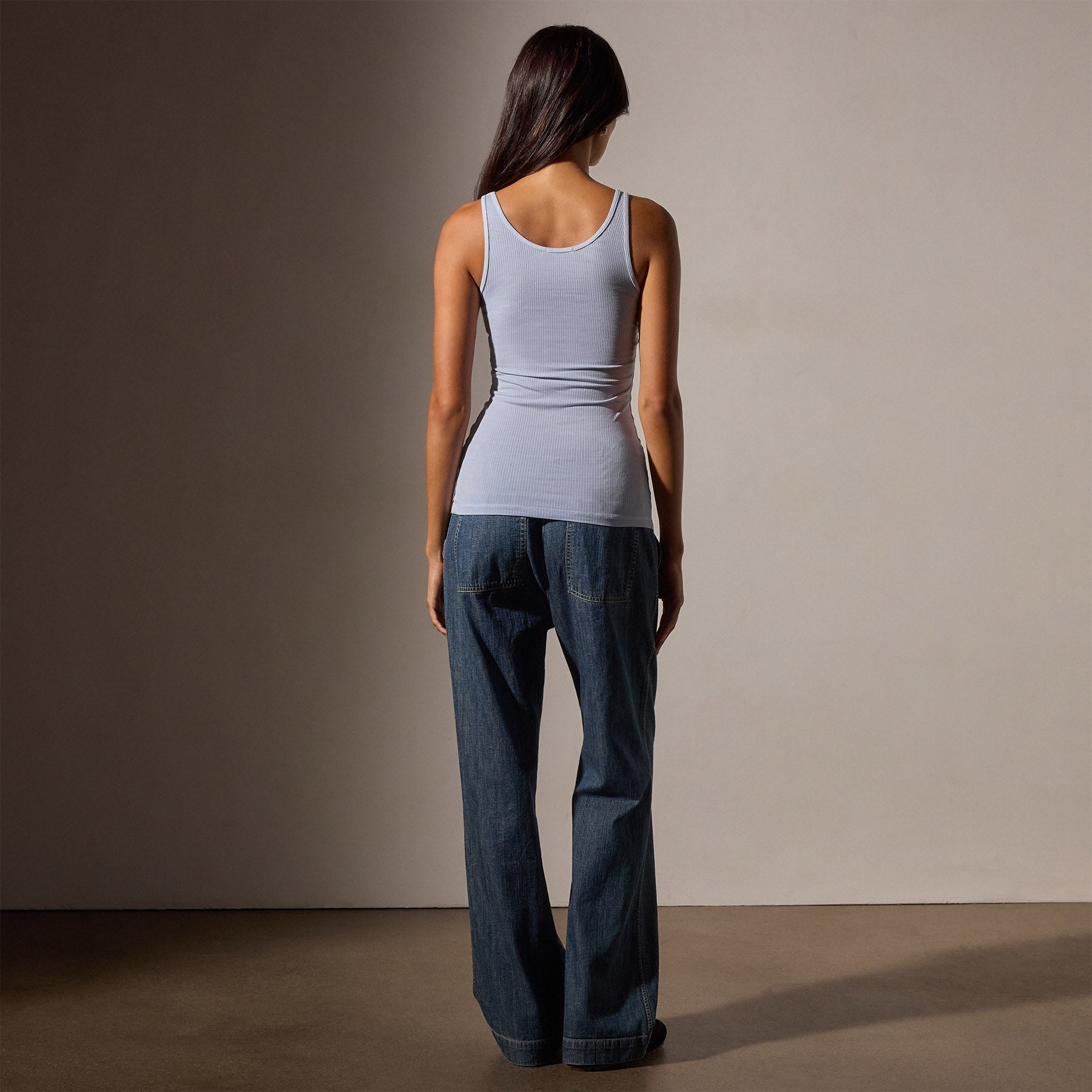 Ribbed Daily Tank Top for Women - Soft Open Sky Pigment Casual Wear - Perfect for Yoga, Gym, and Everyday Outfits
