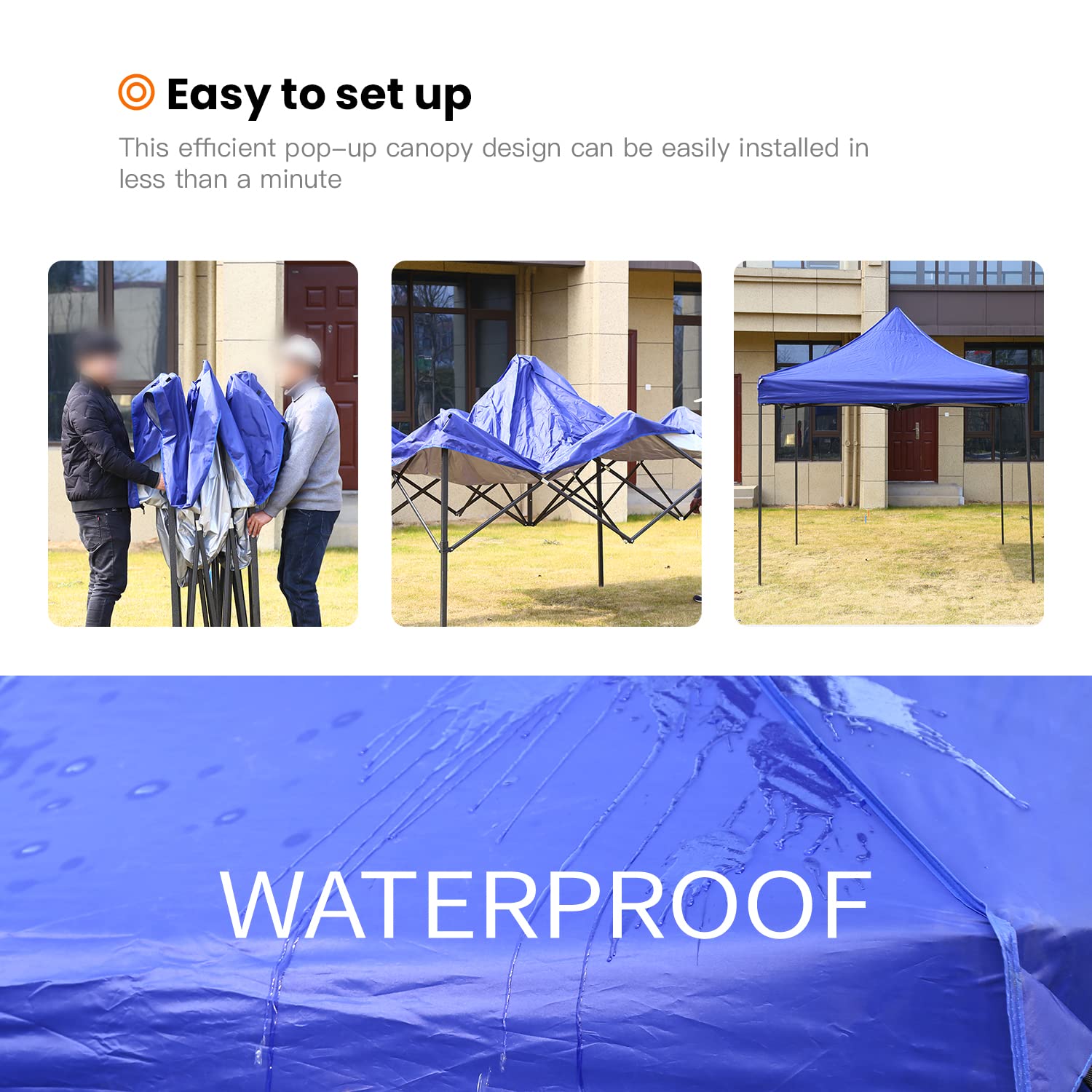 10x10 Pop Up Canopy Tent - White Instant Shelter with UV Protection, Easy Setup Straight Legs, Portable Carry Bag & Sand Bags - Perfect for Outdoor Events, Camping, Beach, Picnics & Commercial Use (Blue)