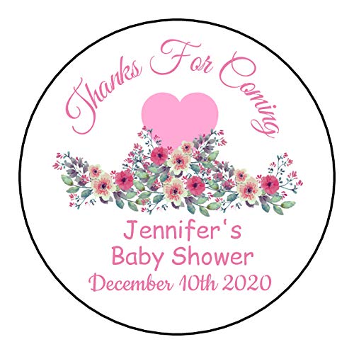 Personalized Baby Shower Stickers & Labels - Pink Floral Thank You Tags for Girls | Baby Shower Favors, Gift Wrapping, Nursery Decor