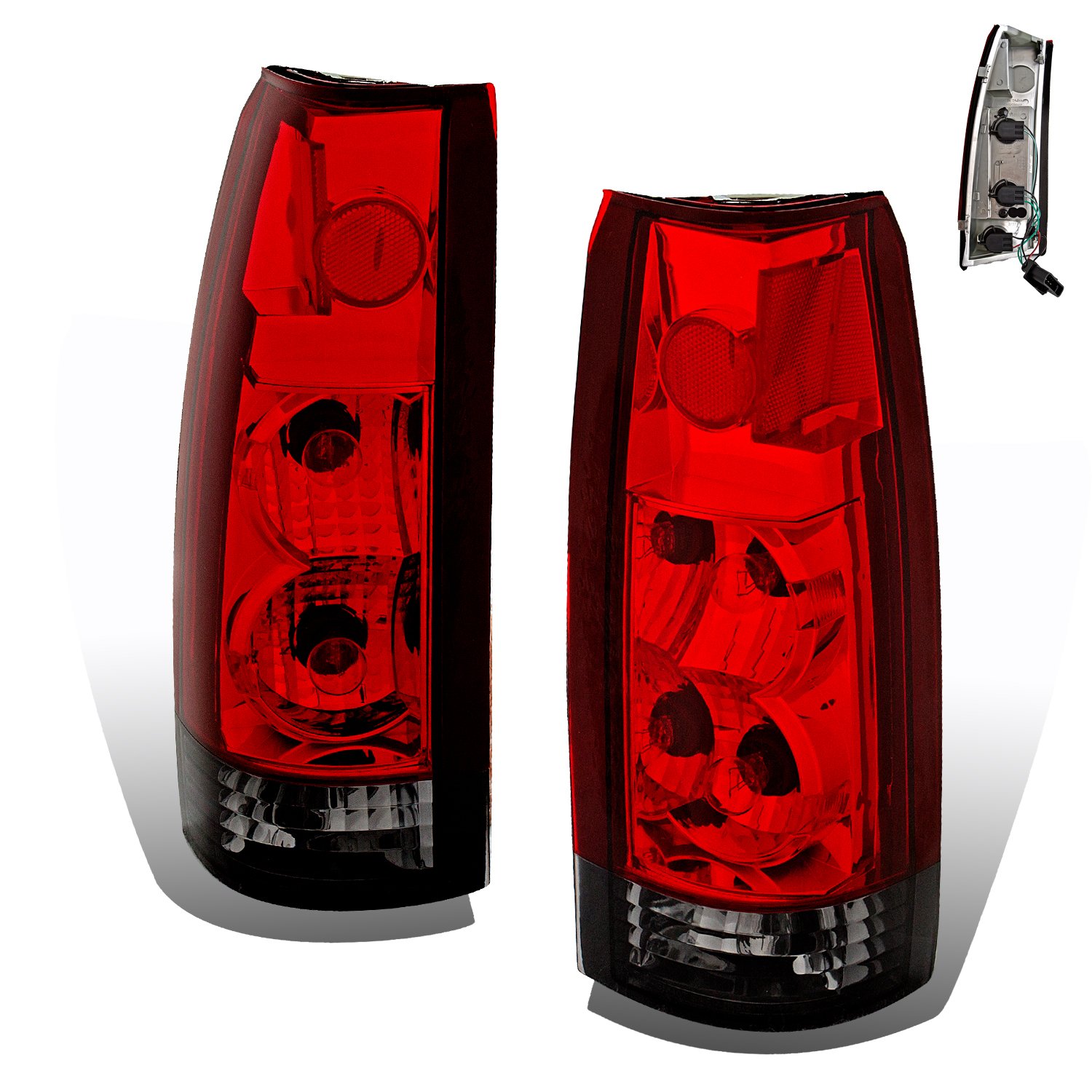 Smoke Euro Tail Lights Assembly Set for Chevy Full Size Trucks - Left & Right Pair Replacement | Durable LED Brake Lights for Silverado, Suburban, Tahoe | Enhances Night Visibility & Style