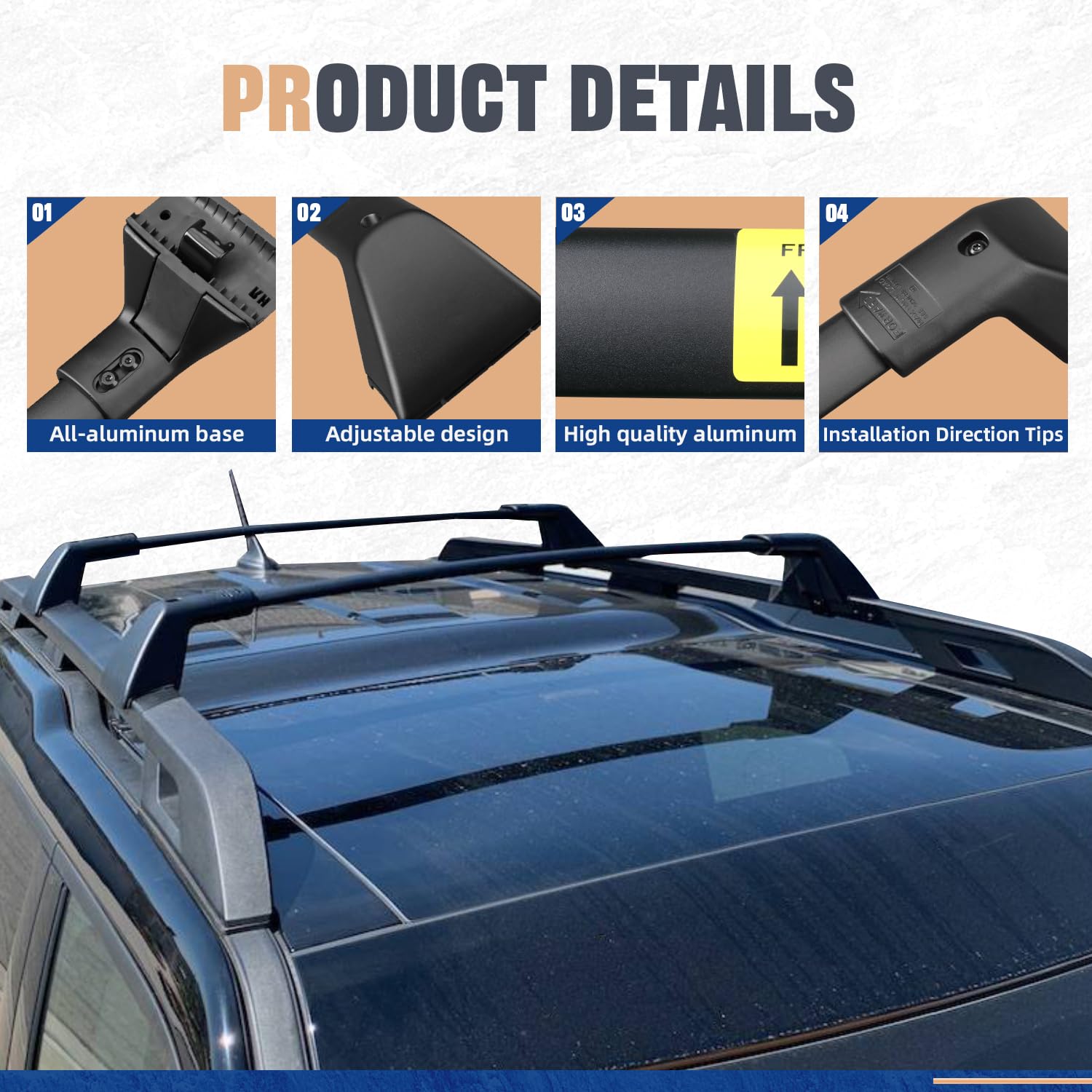Heavy Duty 265 LBS Roof Rack Cross Bars for Ford Bronco Sport (2021-2025) - Adjustable Off-Road Luggage Rack System for First Edition, Outer Banks & Badlands Trims | Perfect for Camping Gear, Kayaks & Outdoor Adventures