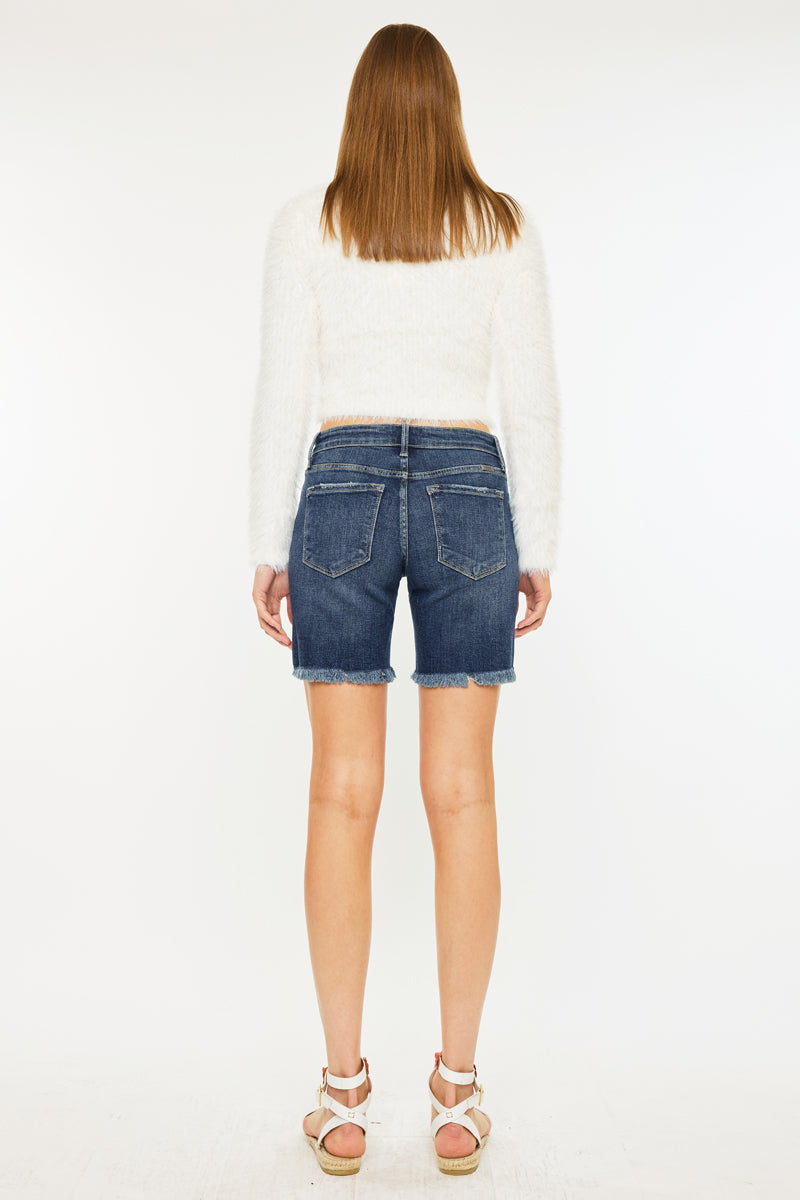 Women's Chelsea Mid Rise Midi Shorts - Comfortable Stretch Denim Shorts for Summer | Casual Wear, Beach Outfits & Weekend Style
