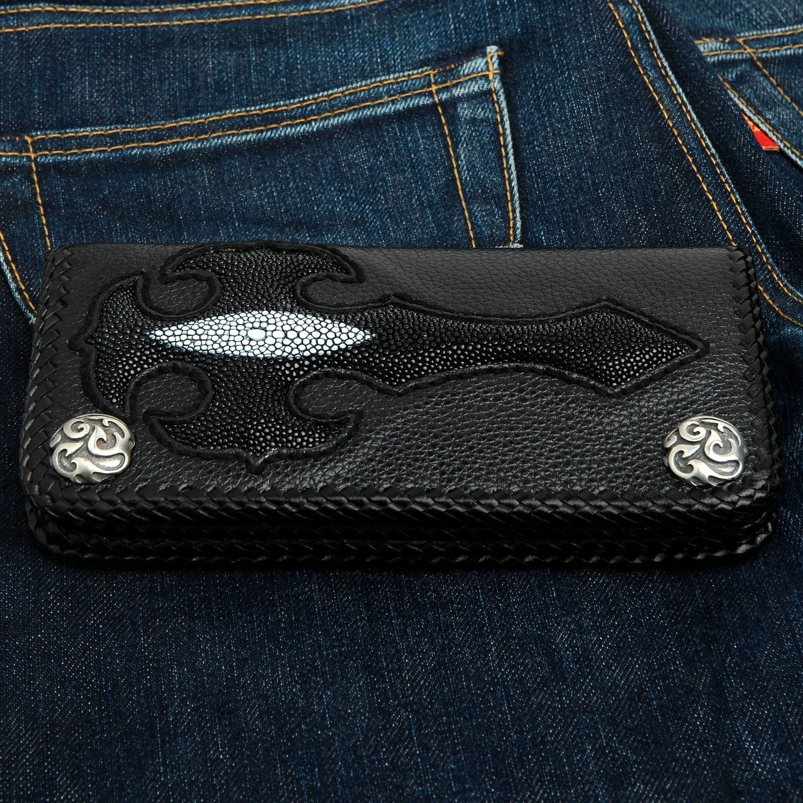 Genuine Black Leather Bifold Biker Wallet for Men - RFID Blocking, Multiple Card Slots & ID Window - Perfect for Motorcycle Riders, Travel & Everyday Use