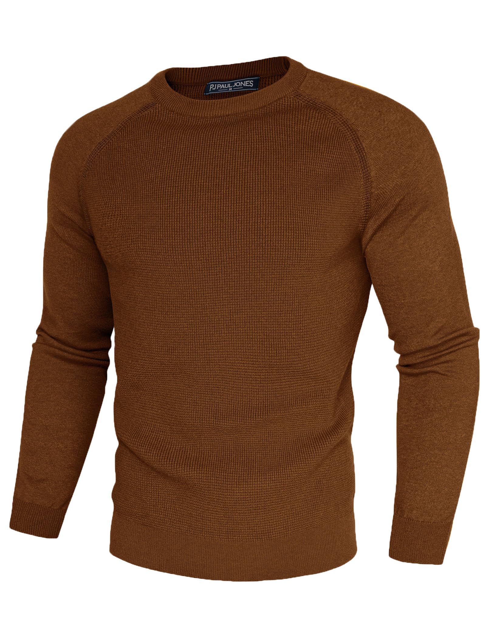PJ PAUL JONES Men's Waffle Knit Crewneck Sweater - Soft Textured Pullover for Casual Wear & Winter Outfits | Perfect for Office, Dating & Weekend Relaxation