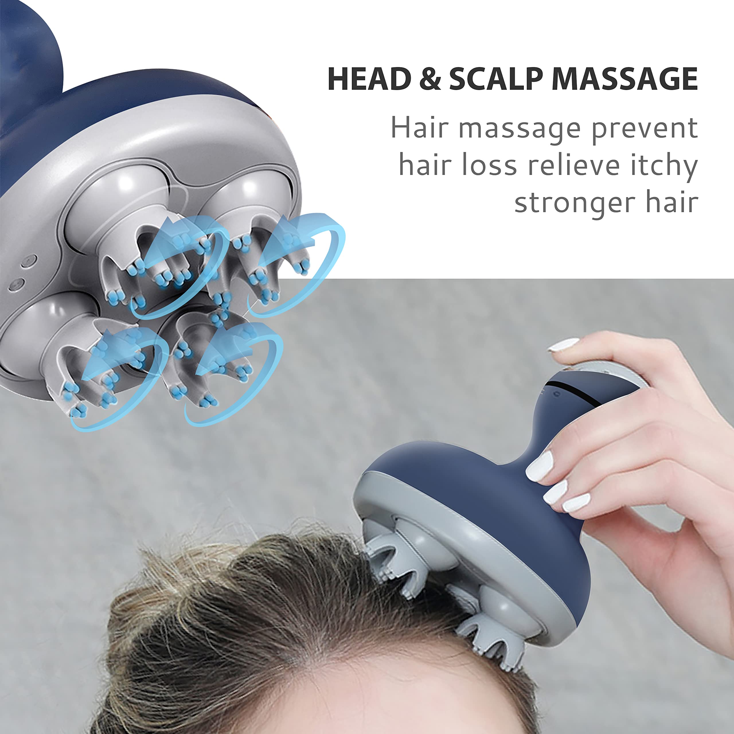 COMFIER Cordless Electric Scalp Massager with 6 Vibration Modes - Handheld Pet Massager for Cats & Dogs - Portable Head Massager for Deep Cleaning & Stress Relief - Perfect for Grooming, Relaxation & Bonding with Pets