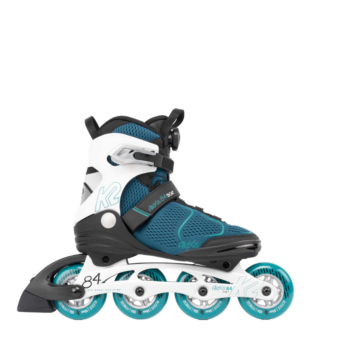 K2 Alexis 84 BOA Ski Boots for Women - Teal/White - Comfortable & Supportive for All-Mountain Skiing