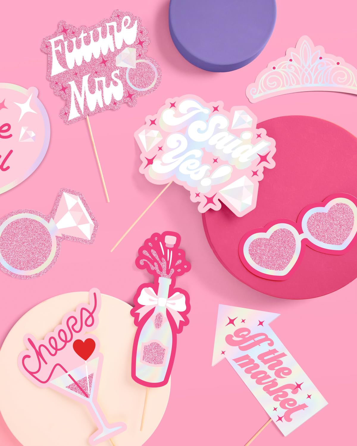 Rose Gold Bachelorette Photo Booth Props - 24 Pre-Assembled Future Mrs Party Decorations for Bride to Be, Bridal Shower & Wedding Celebrations - Perfect for Bachelorette Parties, Bridal Showers & Wedding Receptions