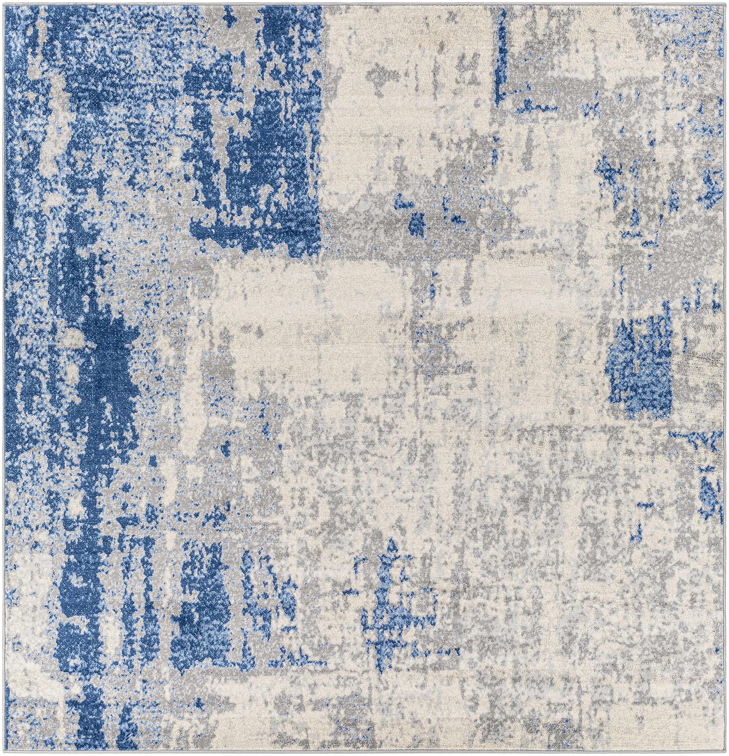 Premium Hauteloom Gerton Modern Area Rug for Living Room & Bedroom - Navy, Gray, Denim - 8'10