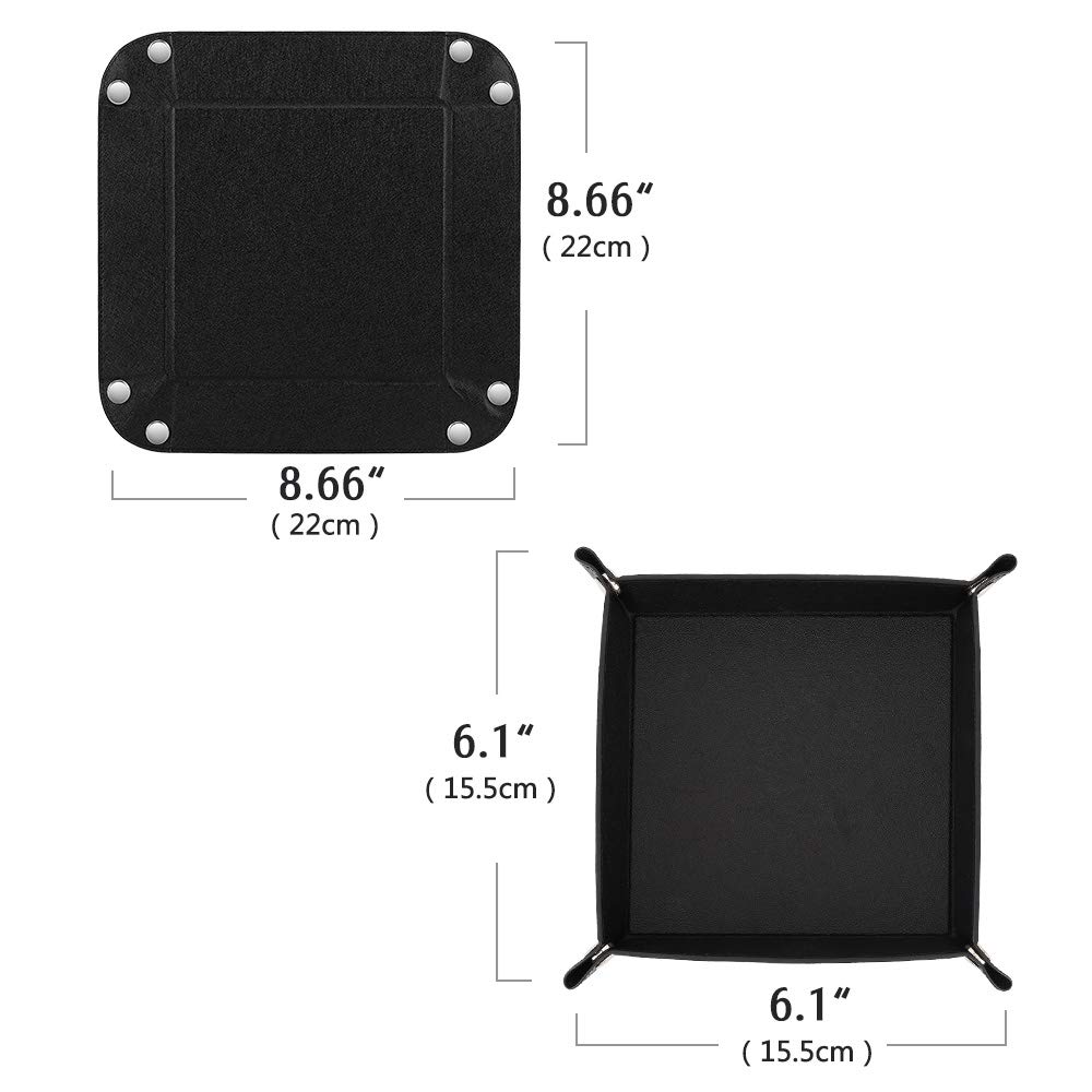 Premium PU Leather Valet Tray for Men & Women - Organizer Tray for Wallet, Keys, Coins, Jewelry & Phone - Elegant Entryway, Bathroom & Desktop Storage Solution - Black