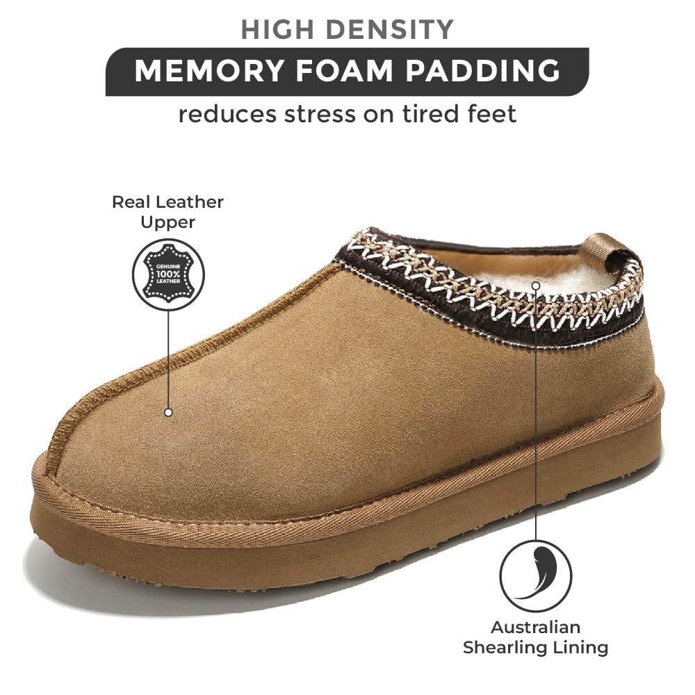 Women's Genuine Australian Sheepskin & Real Shearling Fur Slippers - Cloud Memory Foam House Shoes - Cozy Fuzzy Indoor/Outdoor Slippers for Women - Perfect Gift for Her (Nerita) - Ideal for Relaxing at Home, Lounging & Keeping Feet Warm in Winter