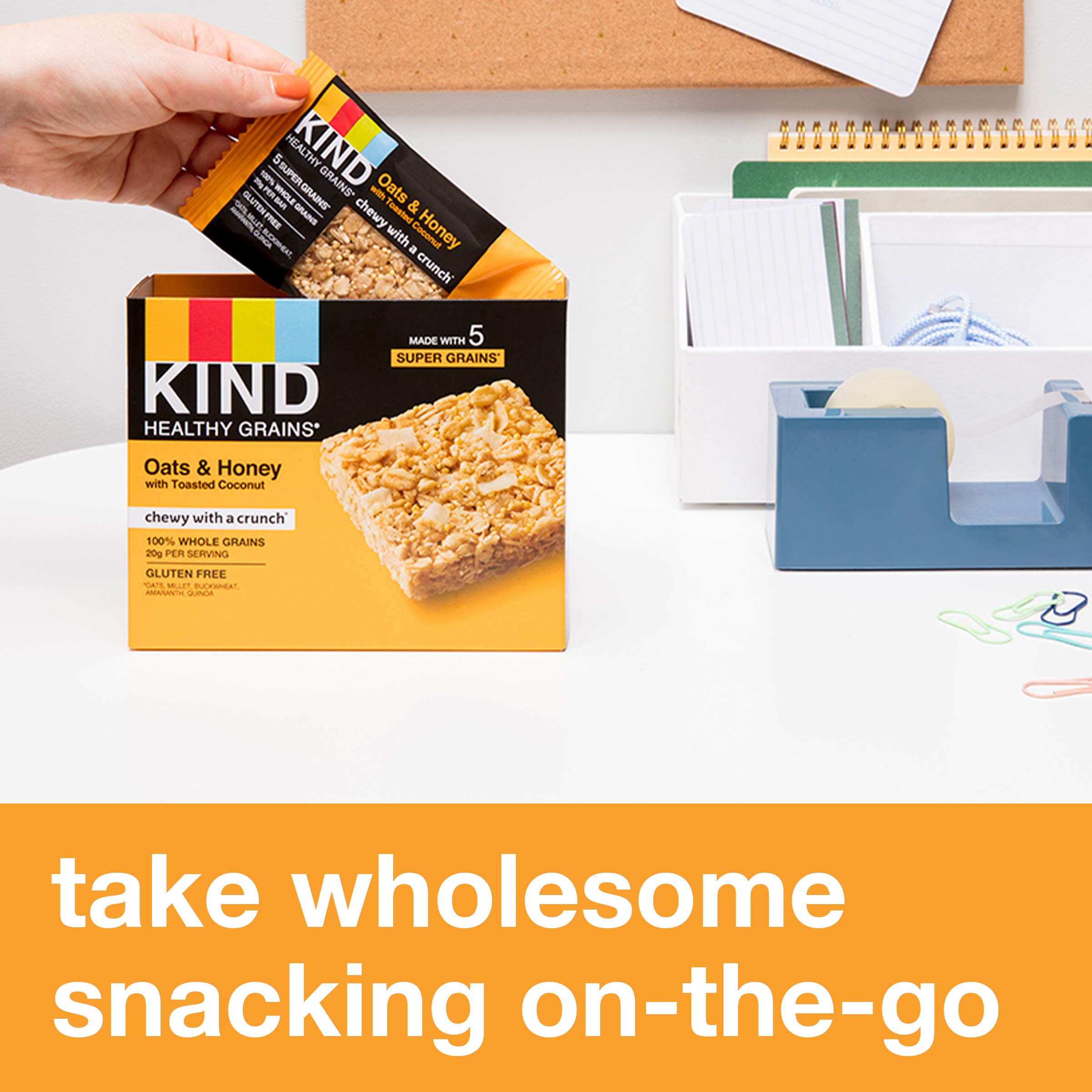 KIND Healthy Grains Oats & Honey with Toasted Coconut Bars - Gluten Free Snack Bars, 1.2oz (40 Count) | Perfect for On-the-Go Breakfast, Office Snacks & Healthy Travel Food