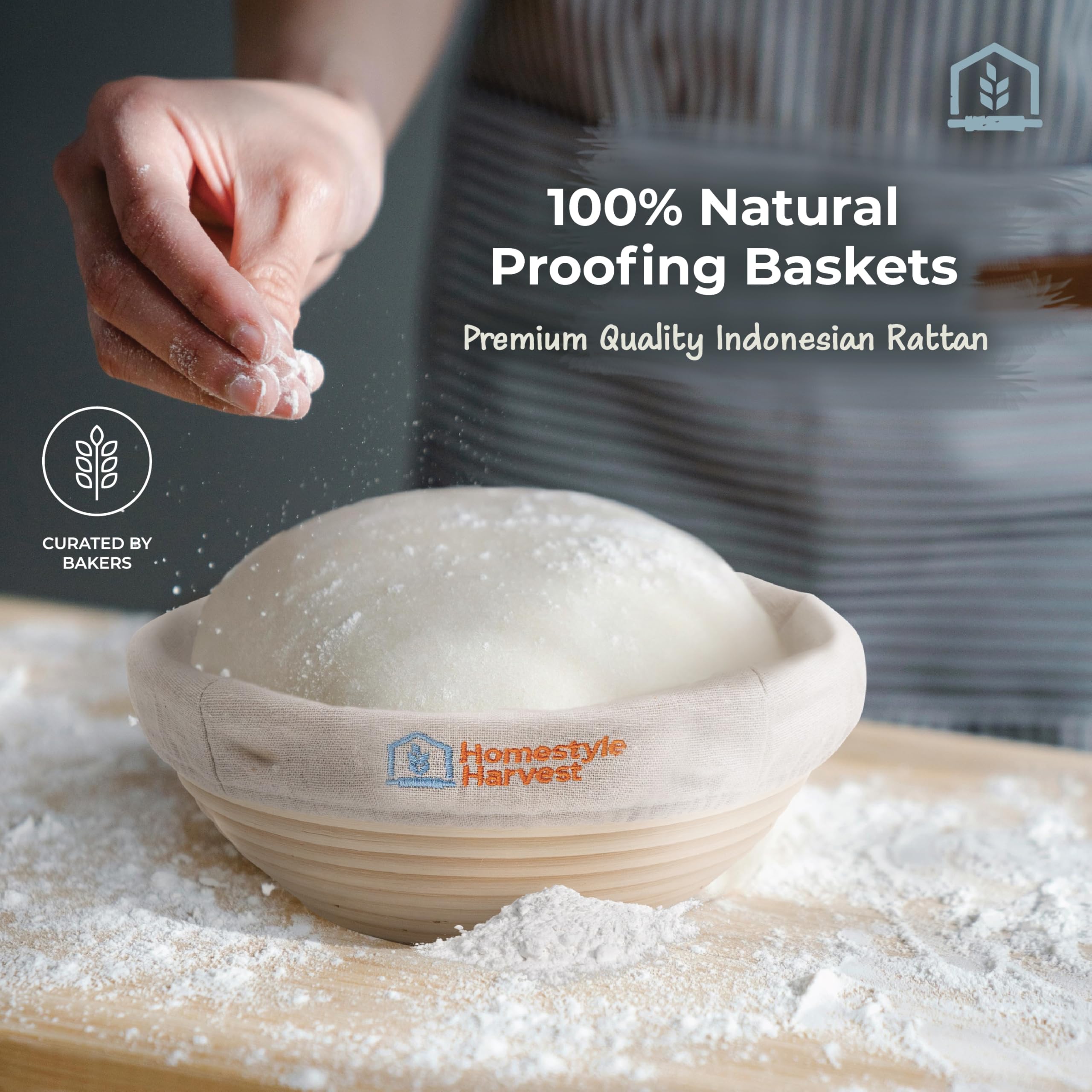 Premium Banneton Bread Proofing Basket Set - 10 Inch Oval & 9 Inch Round Sourdough Proofing Baskets with Lame, Dough Scraper, Stainless Steel Scraper, Dusting Brush & Linen Liners - Perfect for Artisan Bread Baking, Sourdough Making & Home Baking Enthusiasts