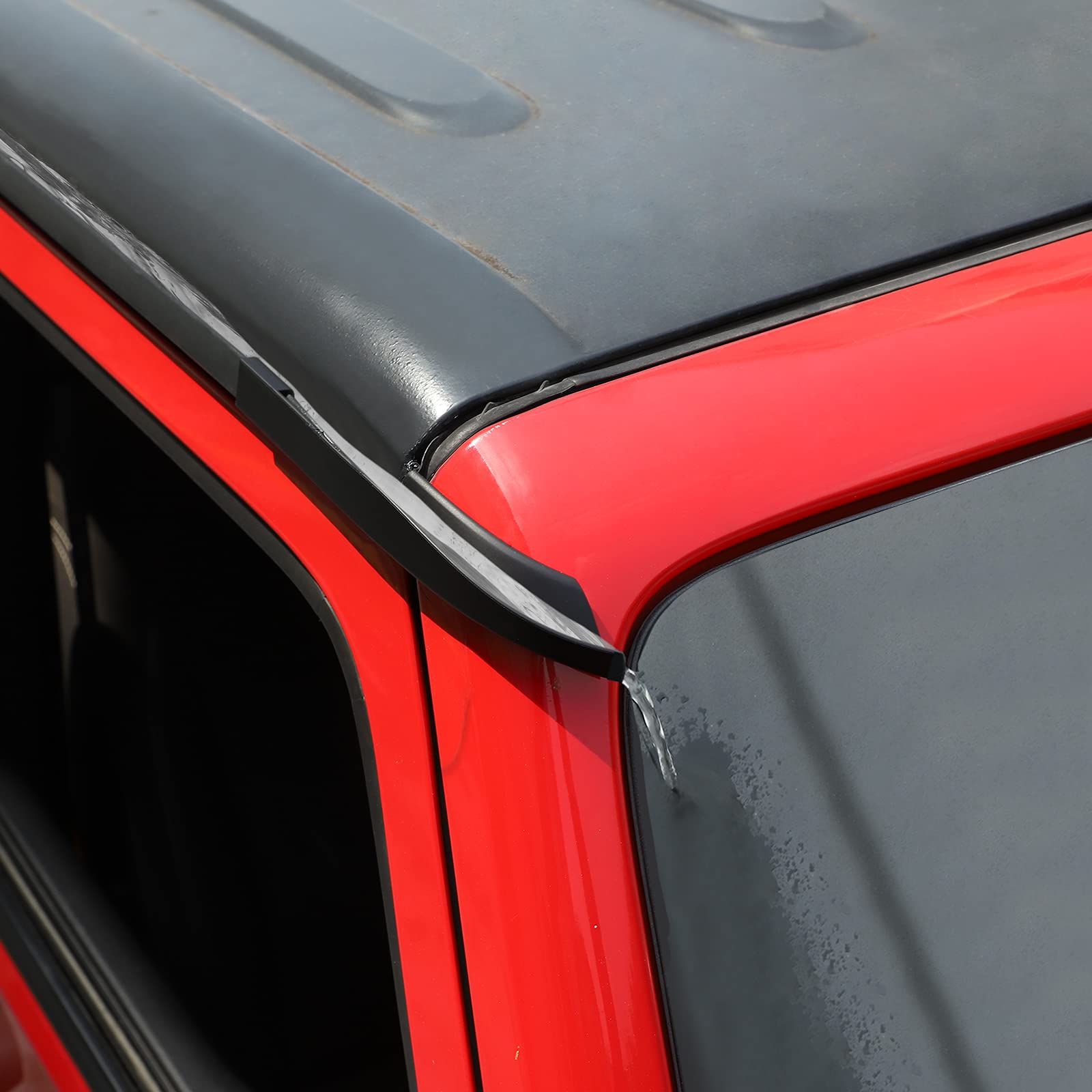 JeCar JK Hardtop Rain Gutter Extension Drip Rail Rain Diverter - Exterior Accessories for Jeep Wrangler 2011-2018 JK JKU Models (Upgrade Version) | Perfect for Off-Roading & Heavy Rain Protection