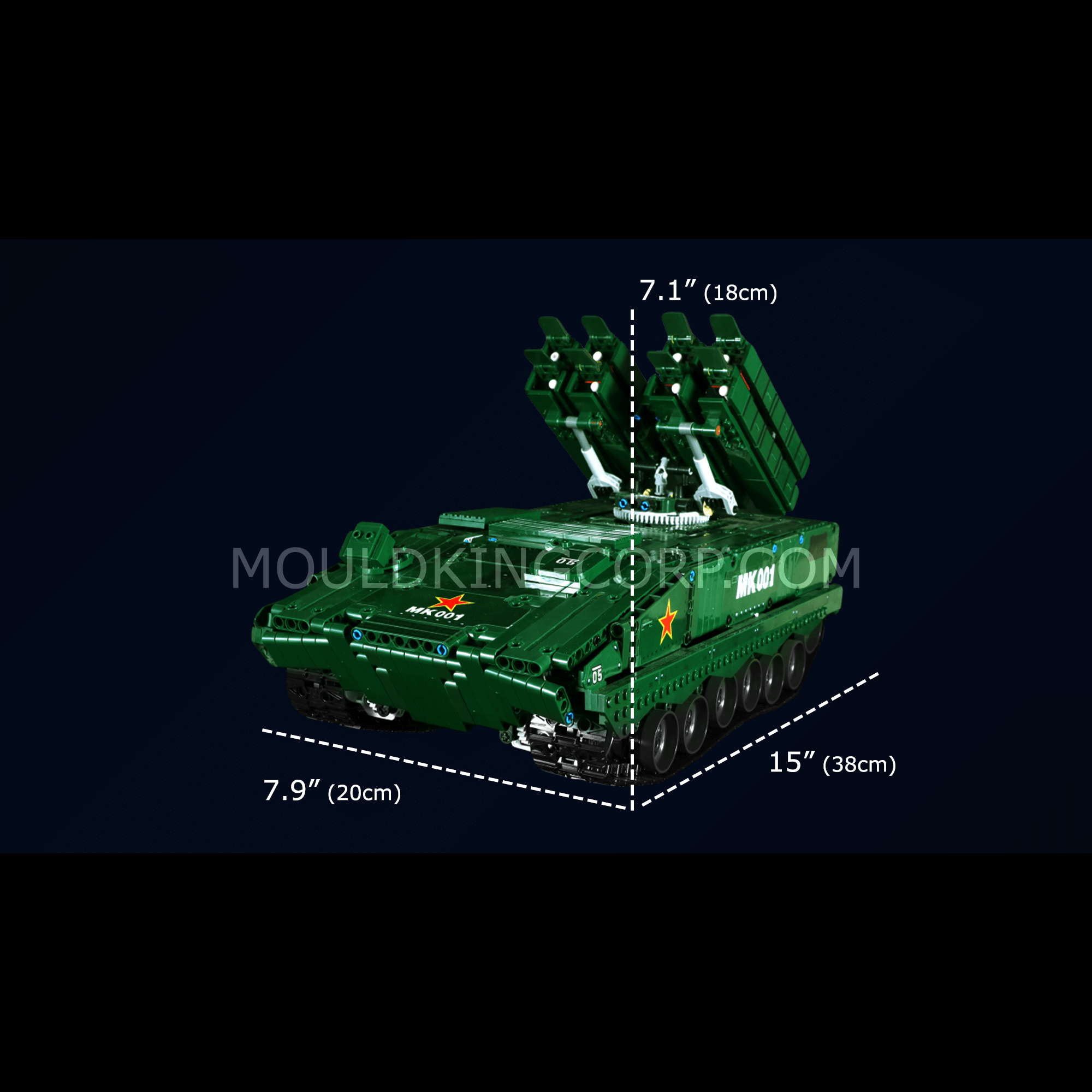 MOULD KING 20001 Remote Control Anti-Tank Missile Building Set - 1,689 PCS Military Model Kit for Adults & Teens | STEM Educational Toy for War History Enthusiasts | Perfect for Display, Collection & Battle Simulation Games