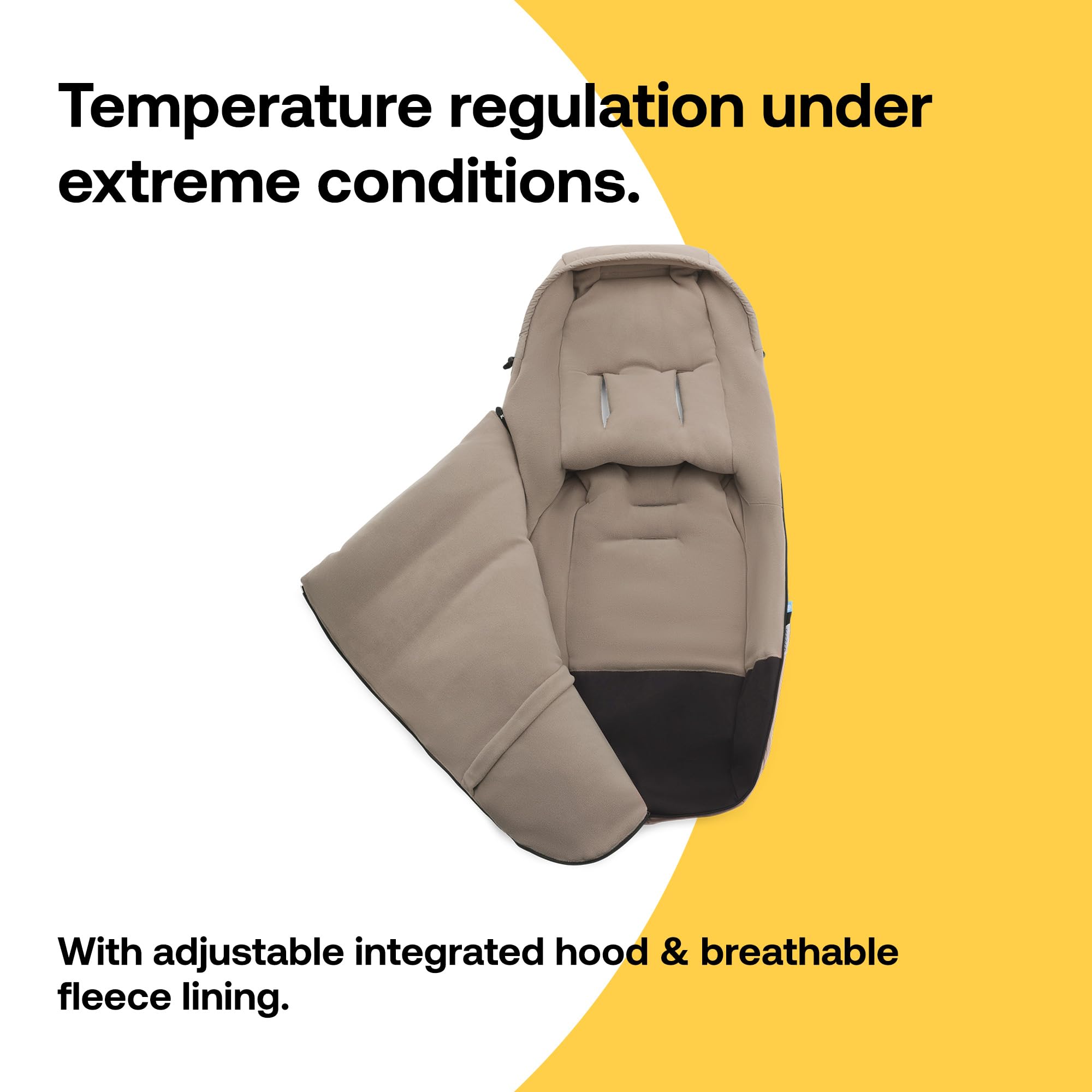 Bugaboo Performance Winter Footmuff - Weatherproof & Reflective Stroller Accessory for Cold Weather, Removable Climate Control (Dune Taupe) | Perfect for Winter Strolls, Outdoor Adventures & Baby Comfort