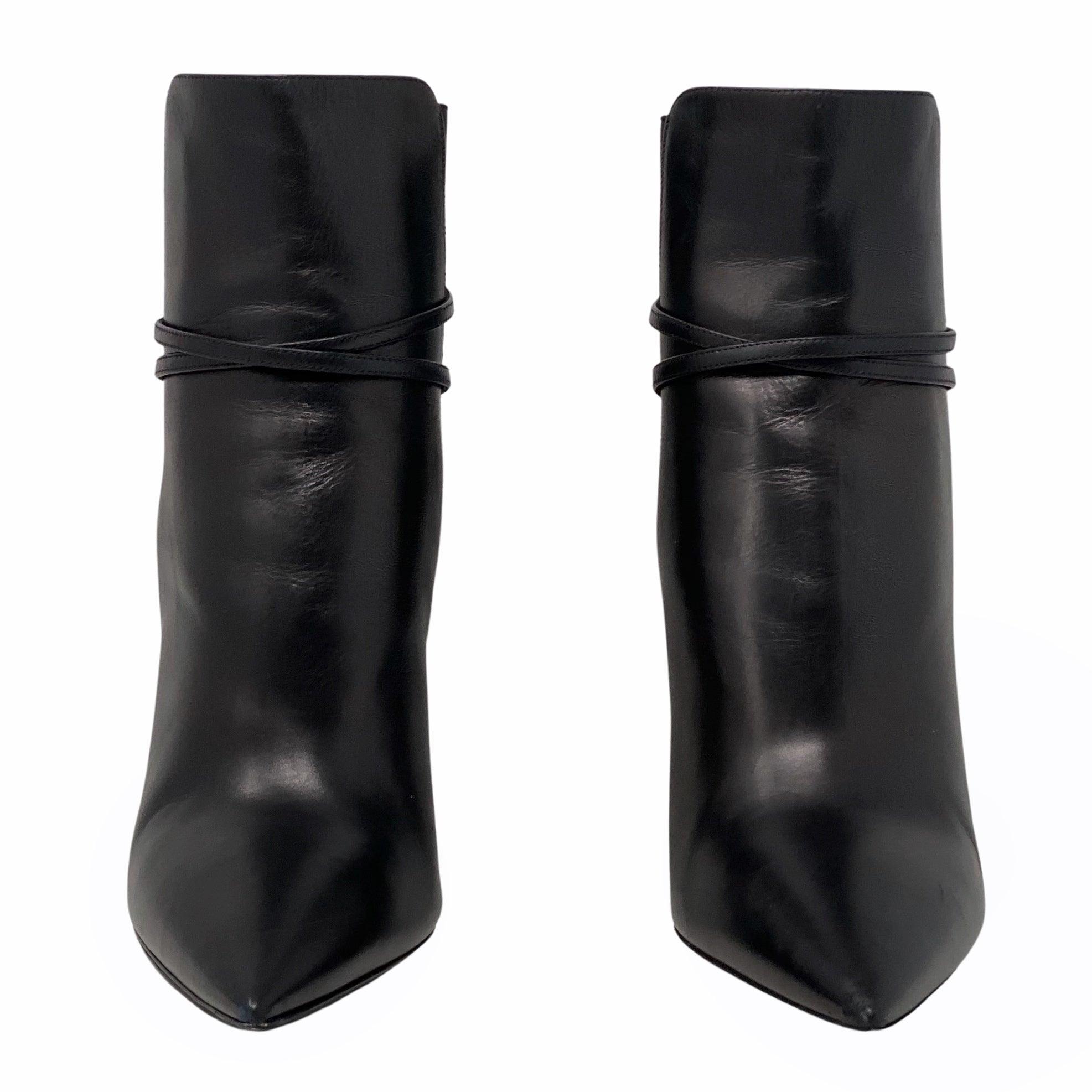 Prada Black Calfskin Ankle Strap Boots Size 40 - Women's Luxury Leather Booties for Party, Date Night & Evening Wear