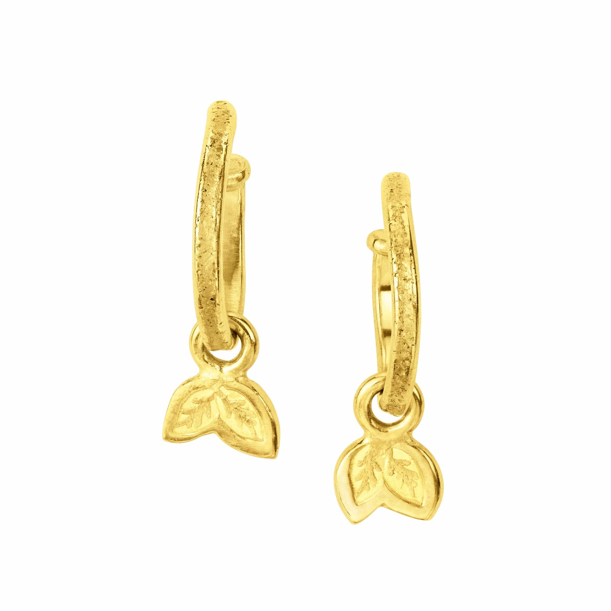 Fairtrade 18ct Gold Leaf Drop Hoop Earrings - Elegant Dangle Earrings for Women, Perfect for Weddings, Parties & Everyday Wear