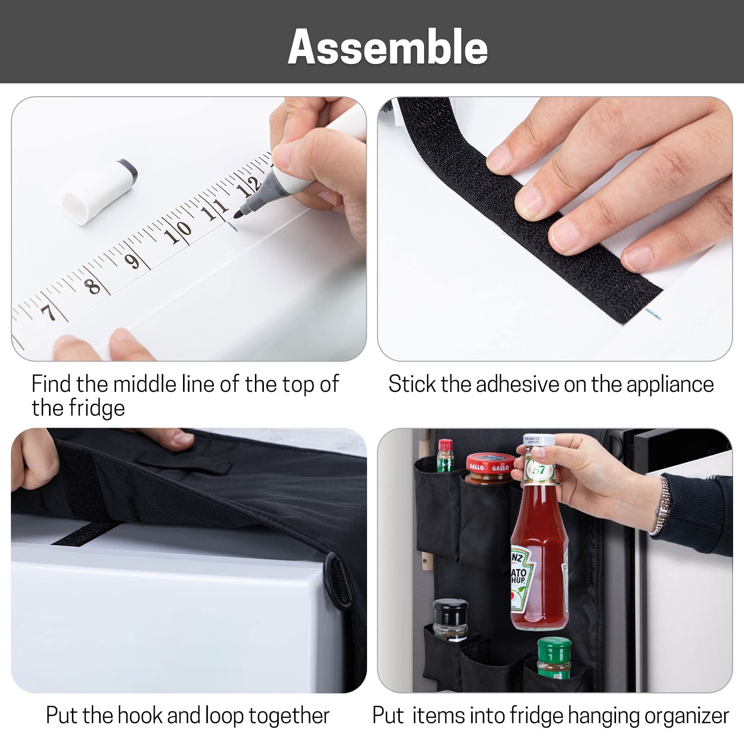 SWISSELITE Mini Fridge Caddy Organizer - 18-Pocket Over the Fridge Storage Organizer, Waterproof Hanging Organizer for Dorm, Kitchen, Office & Home - Perfect for Storing Spices, Snacks, Condiments & Kitchen Essentials