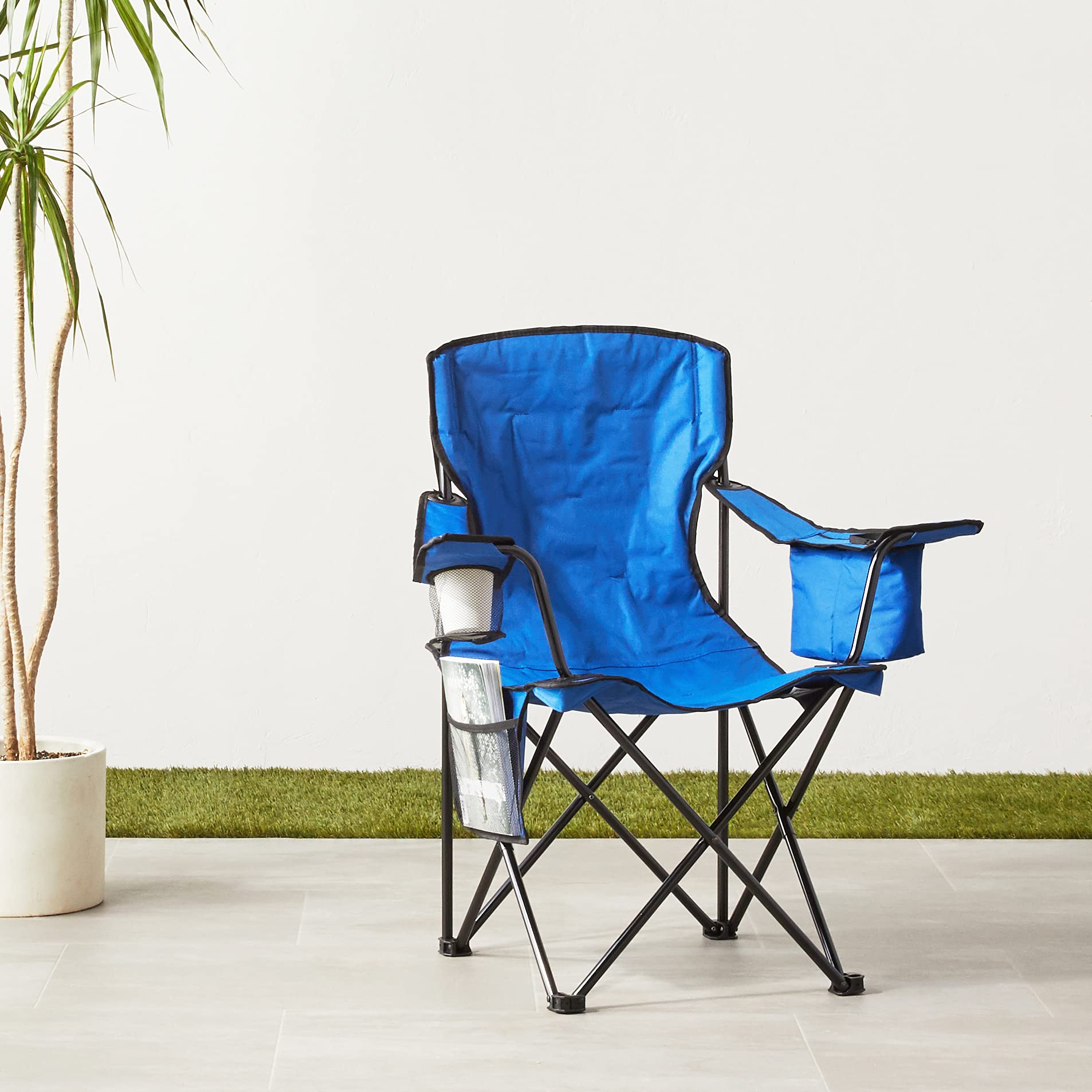 Amazon Basics Portable Folding Camping Chair - Lightweight & Durable Outdoor Chair for Beach, Picnic, Hiking, Fishing, and Backyard Relaxation