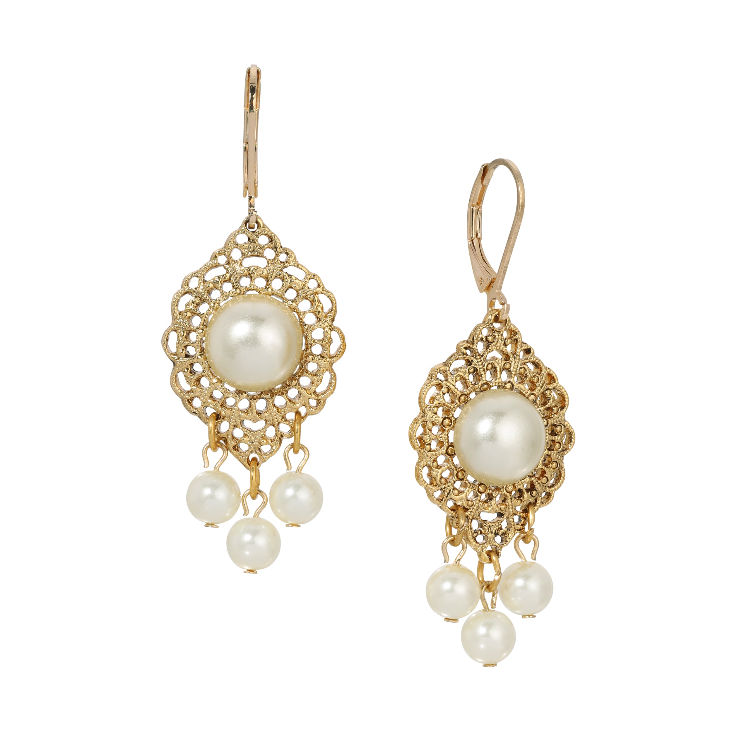 1928 Vintage Filigree Faux Pearl Dangle Earrings for Women - Elegant Costume Jewelry for Parties, Weddings & Special Occasions
