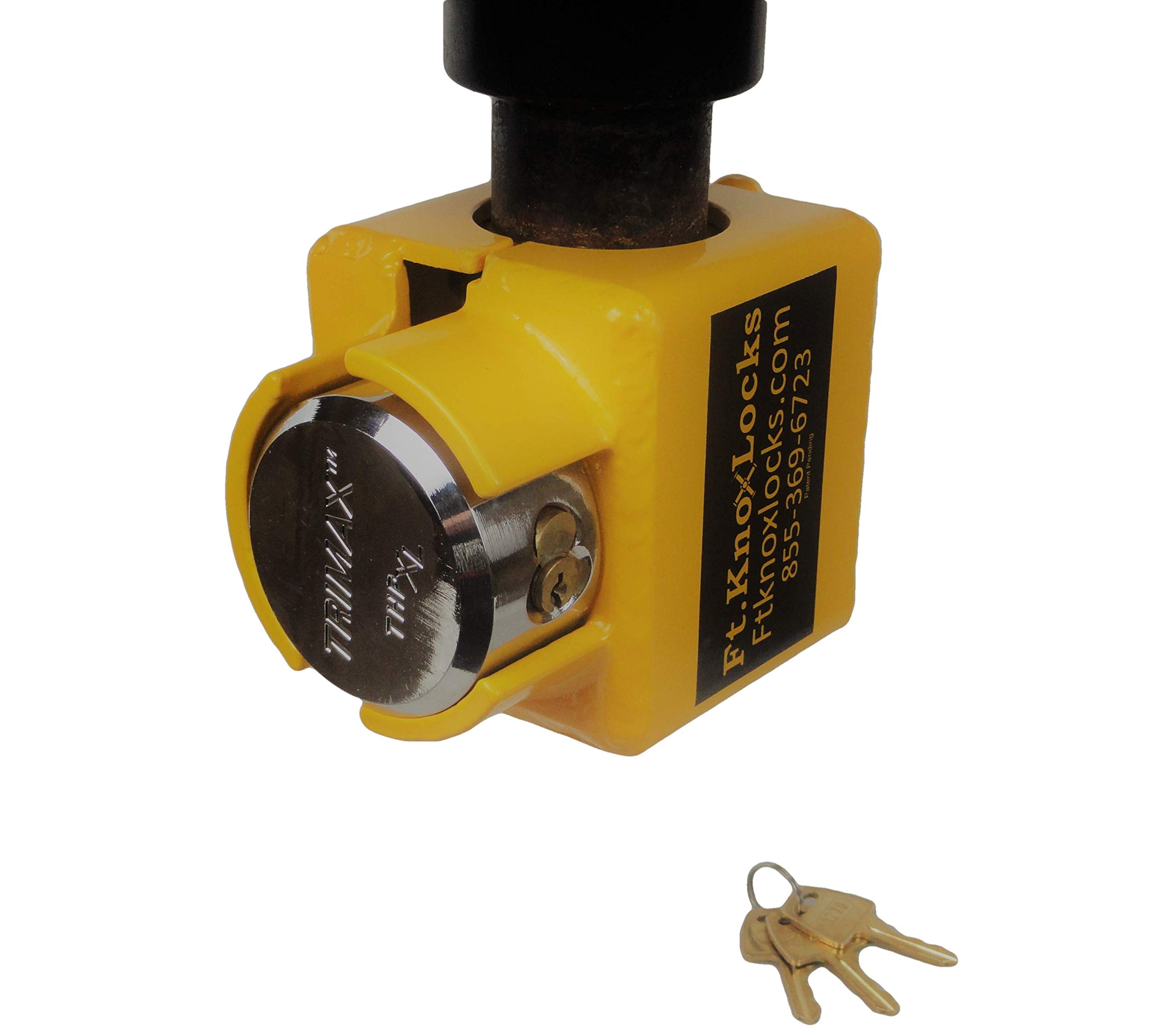 5th Wheel Kingpin Coupler Lock with Trimax Puck Lock - Heavy Duty Trailer Hitch Security for RV, Semi Trucks & Travel Trailers - Prevent Theft & Unauthorized Towing