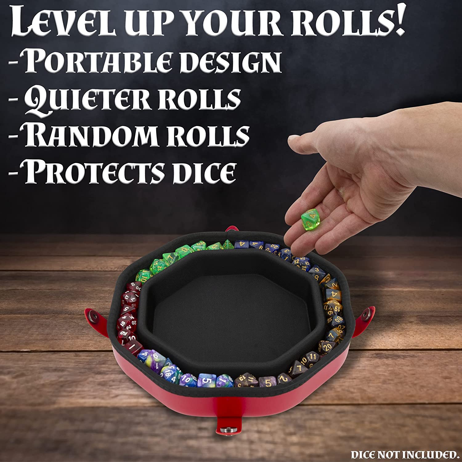 CASEMATIX Dice Tray and Storage Case - Holds 115 RPG Dice with Magnetic Snaps, Embossed Skull Design - Perfect for Dungeons & Dragons, Pathfinder, and Tabletop Gaming Sessions
