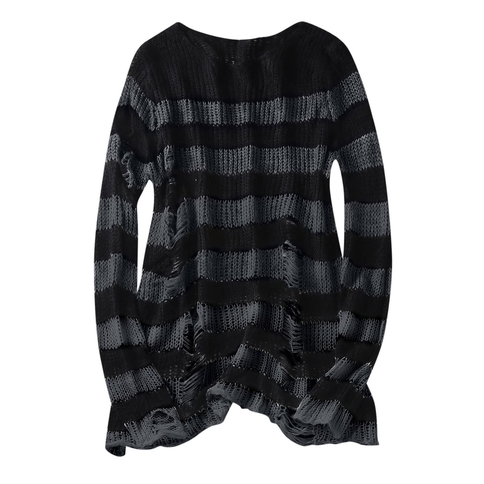 Gothic Punk Sweater for Women - Long Hollow Out Knit Cardigan with Distressed Hole Details | Perfect for Layering, Casual Outfits, and Gothic Fashion Styles