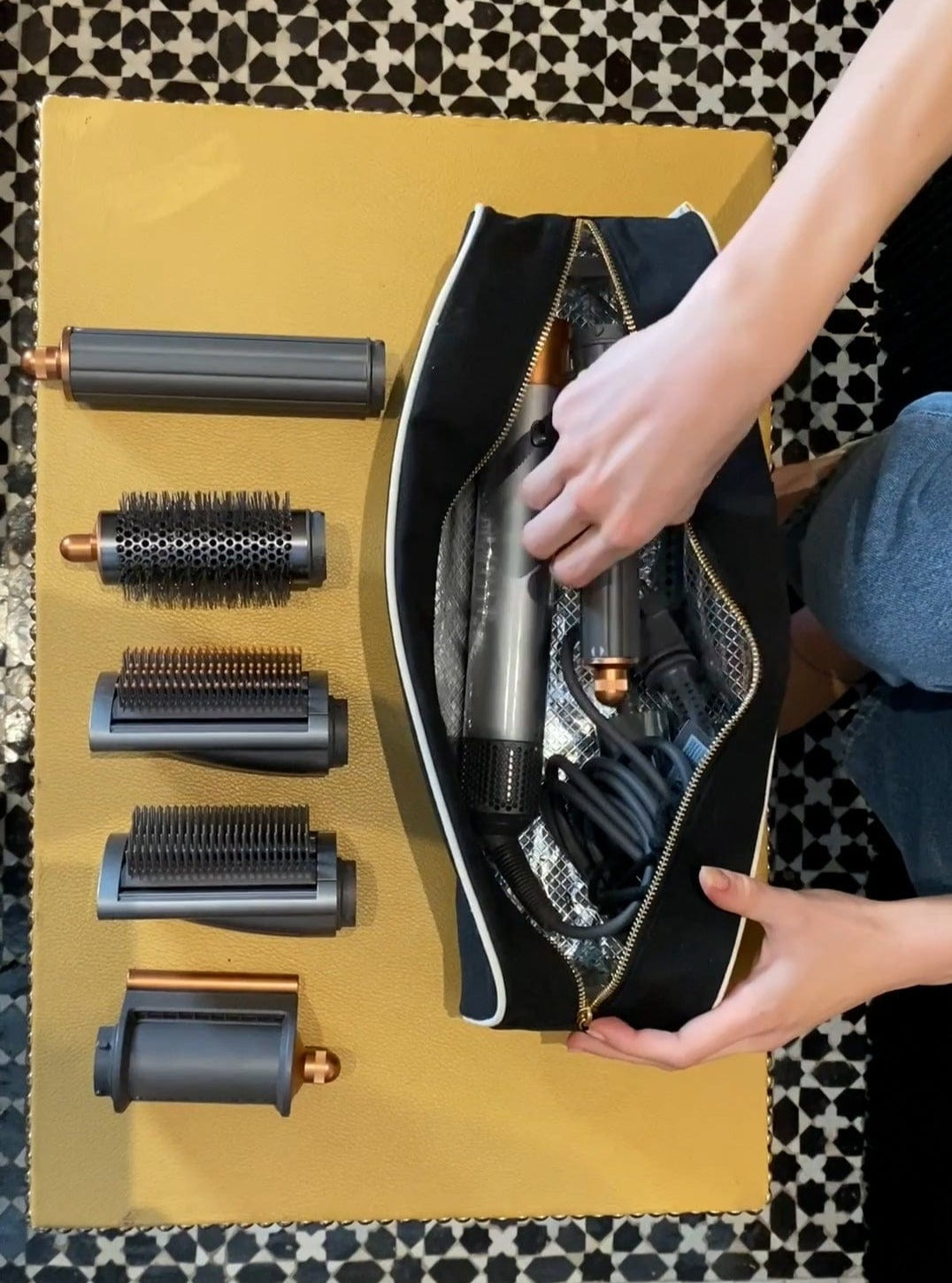 Roomy Hair Wrap Tools Travel Case - Black | Perfect for Travel, Gym & Home Storage | Organize Hair Accessories & Beauty Tools