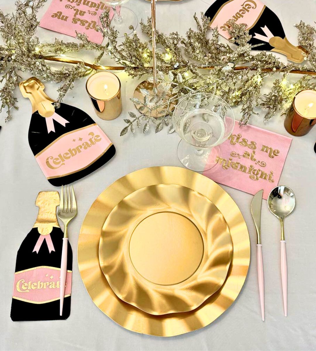 Romantic Kiss Me at Midnight Table Set for Valentine's Dinner - Elegant Dining Decor for Couples & Anniversaries