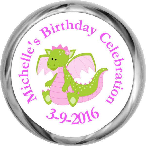 Custom Pink Dragon HERSHEY KISSES Stickers - Personalized Candy Wrappers for Valentine's Day, Birthday Parties & Sweet Treat Gifts