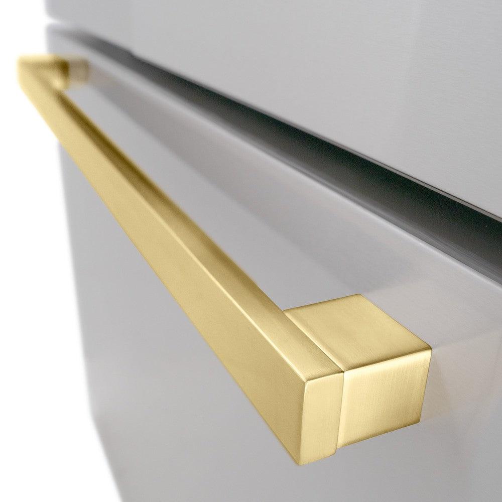 ZLINE Autograph Edition 36 Inch French Door Refrigerator with External Water Dispenser - 28.9 cu. ft. Capacity, Dual Ice Maker, Fingerprint Resistant Stainless Steel & Polished Gold Handles (RSMZ W 36 FG) - Perfect for Modern Kitchens, Entertaining & Large Family Homes