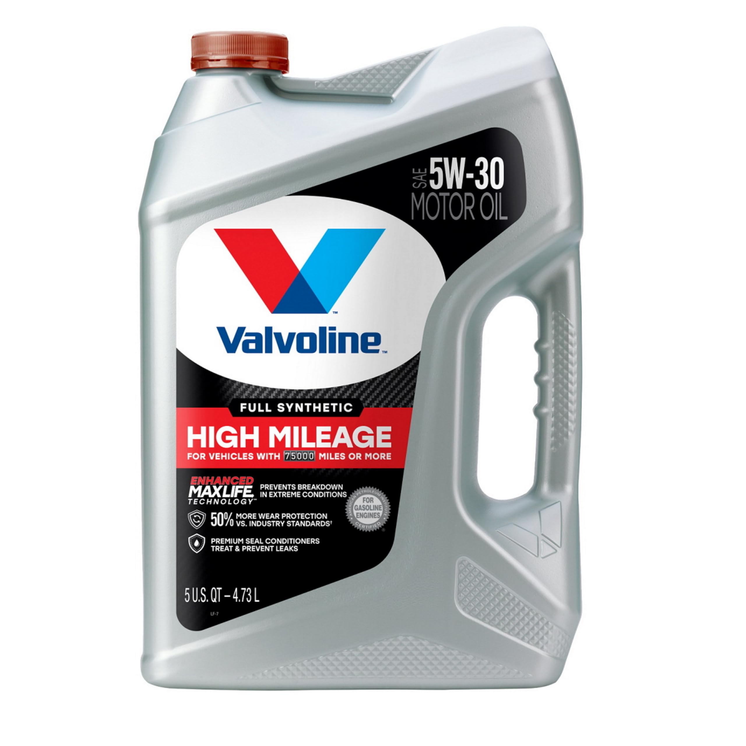 Valvoline Full Synthetic High Mileage 5W-30 Motor Oil with MaxLife Technology - 5 Quart (Case of 3 Pack) - Premium Engine Protection for Cars, Trucks & SUVs Over 75,000 Miles - Ideal for Highway Driving & Stop-and-Go Traffic