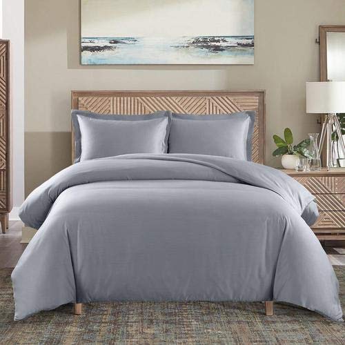 Premium 650 Thread Count King/California Size Luxury Duvet Cover Set - Soft & Easy Care Gray Bedding for Master Bedroom & Guest Room Comfort