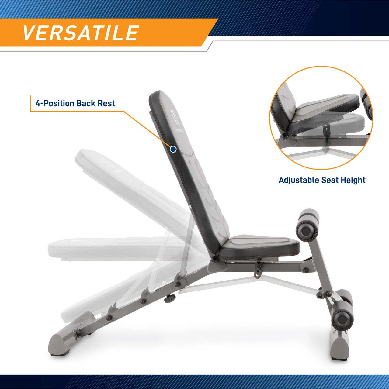 Marcy Deluxe Utility Bench SB-10100 - Adjustable Weight Bench for Home Gym, Full Body Workout & Strength Training - Perfect for Dumbbell Exercises, Sit-Ups & More