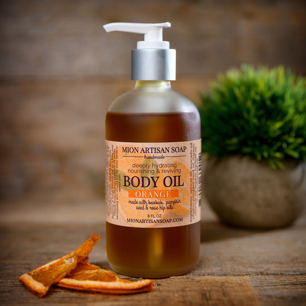 Organic Orange Body Oil - Rich in Vitamins A, D & E for Glowing Skin | Hydrating & Nourishing Moisturizer for Dry Skin, Stretch Marks & Massage Therapy