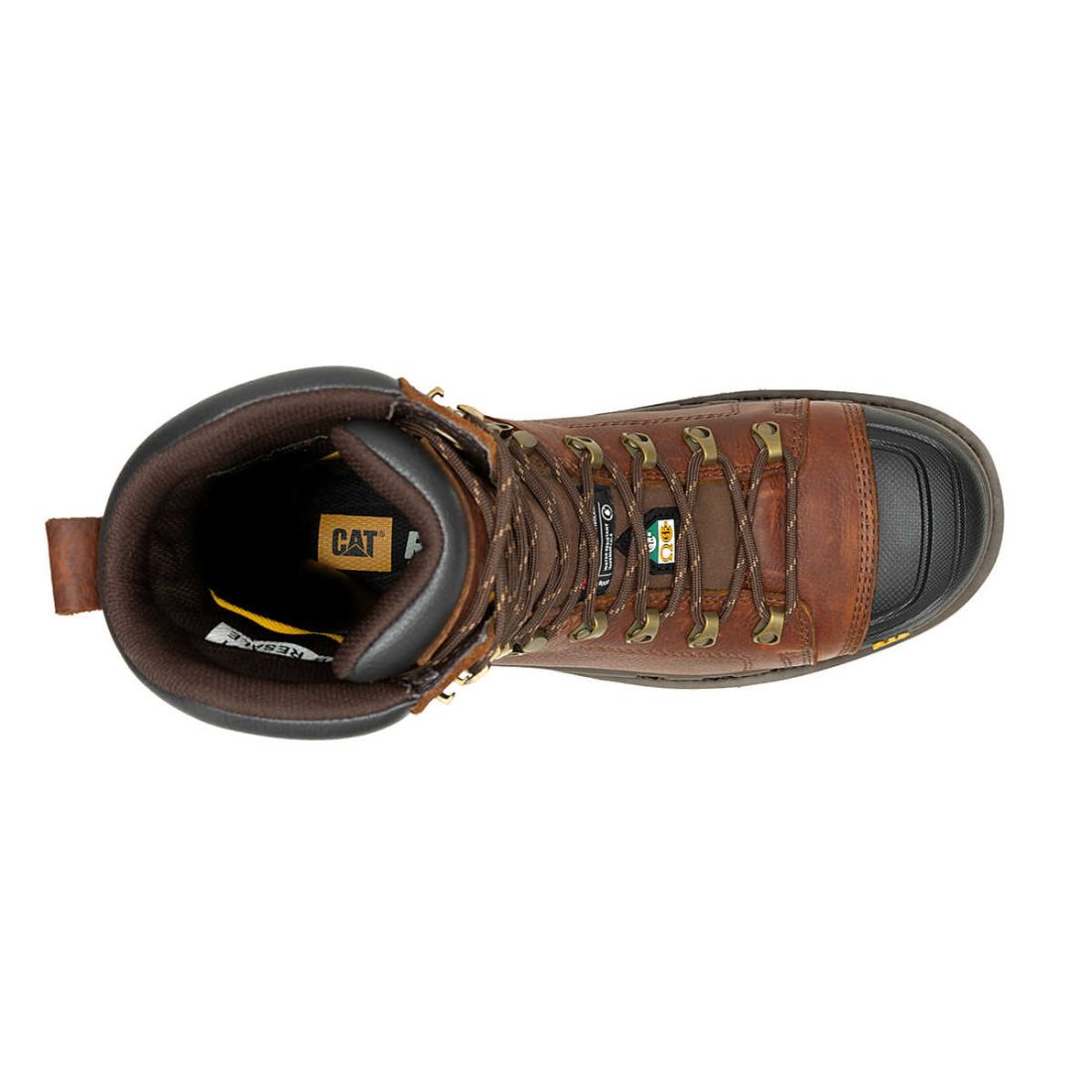 CAT Hauler XL Men's 8 Composite Toe Work Boots - Safety Steel Toe Work Shoes for Construction & Warehouse - Waterproof Brown Leather Boots for Heavy Duty Work & Outdoor Jobs