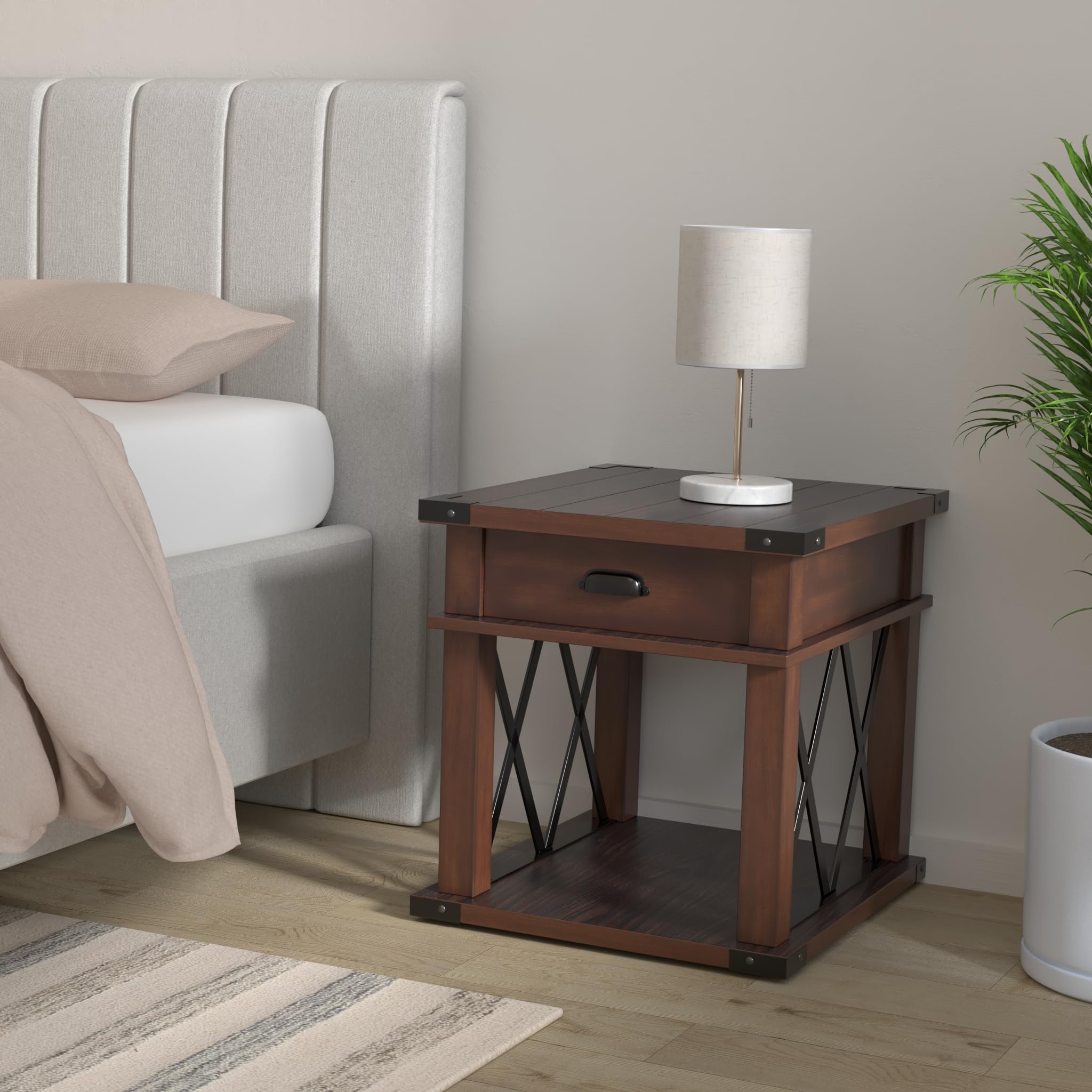 Progressive Furniture Landmark Rectangular End Table - Brown Wood Side Table for Living Room, Bedroom & Office - Perfect for Lamps, Books & Decor