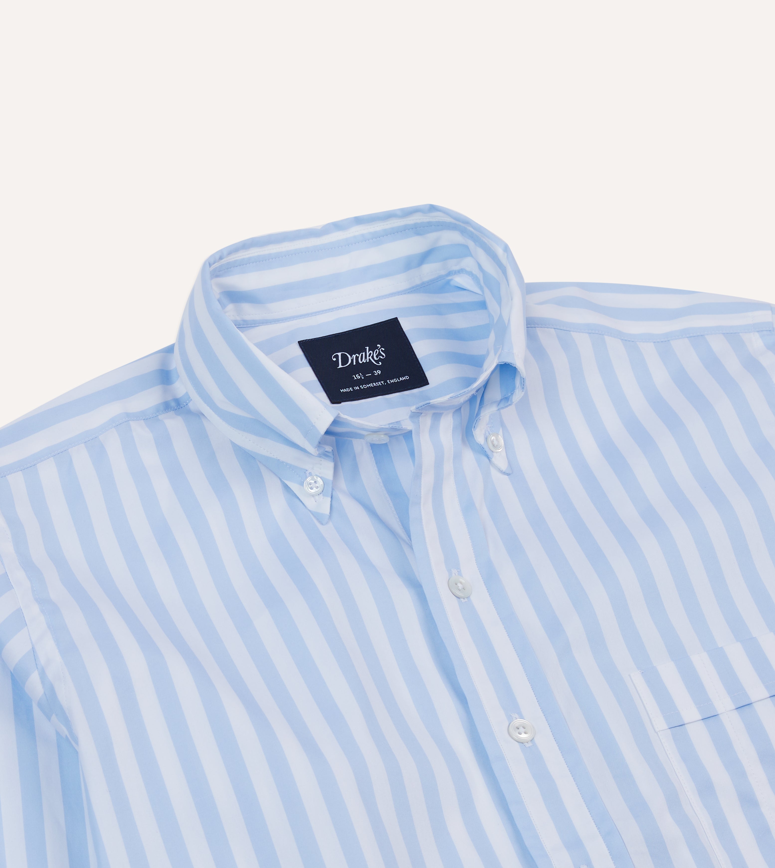 Blue Broad Stripe Cotton Poplin Button Down Shirt for Men - Classic Casual Office Wear & Summer Outfits