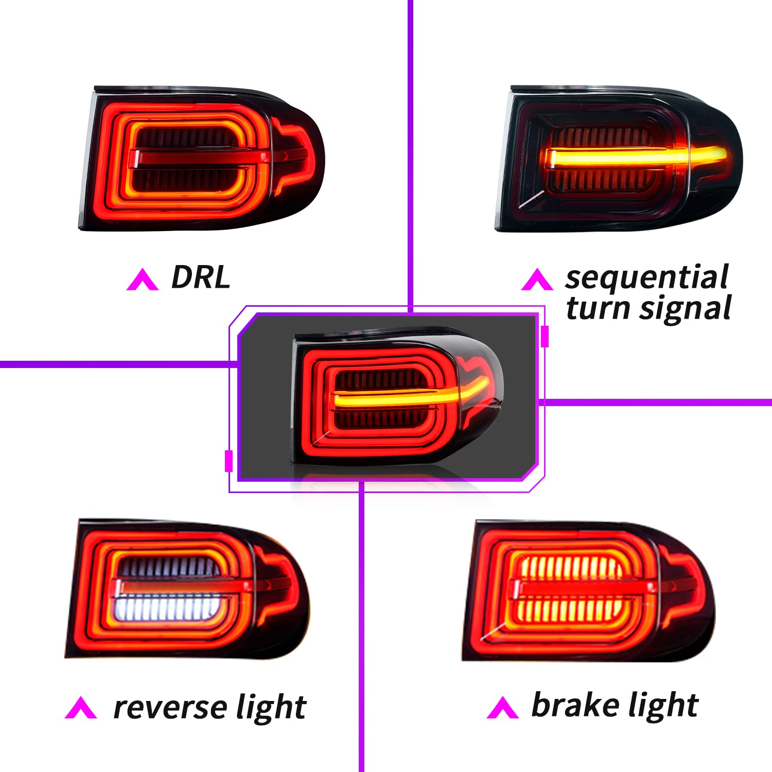 2007-2021 Toyota FJ Cruiser LED Sequential Tail Lights - Smoked Dynamic Rear Light Assembly with Plug & Play Installation (Pair) - Perfect for Off-Roading & Night Driving