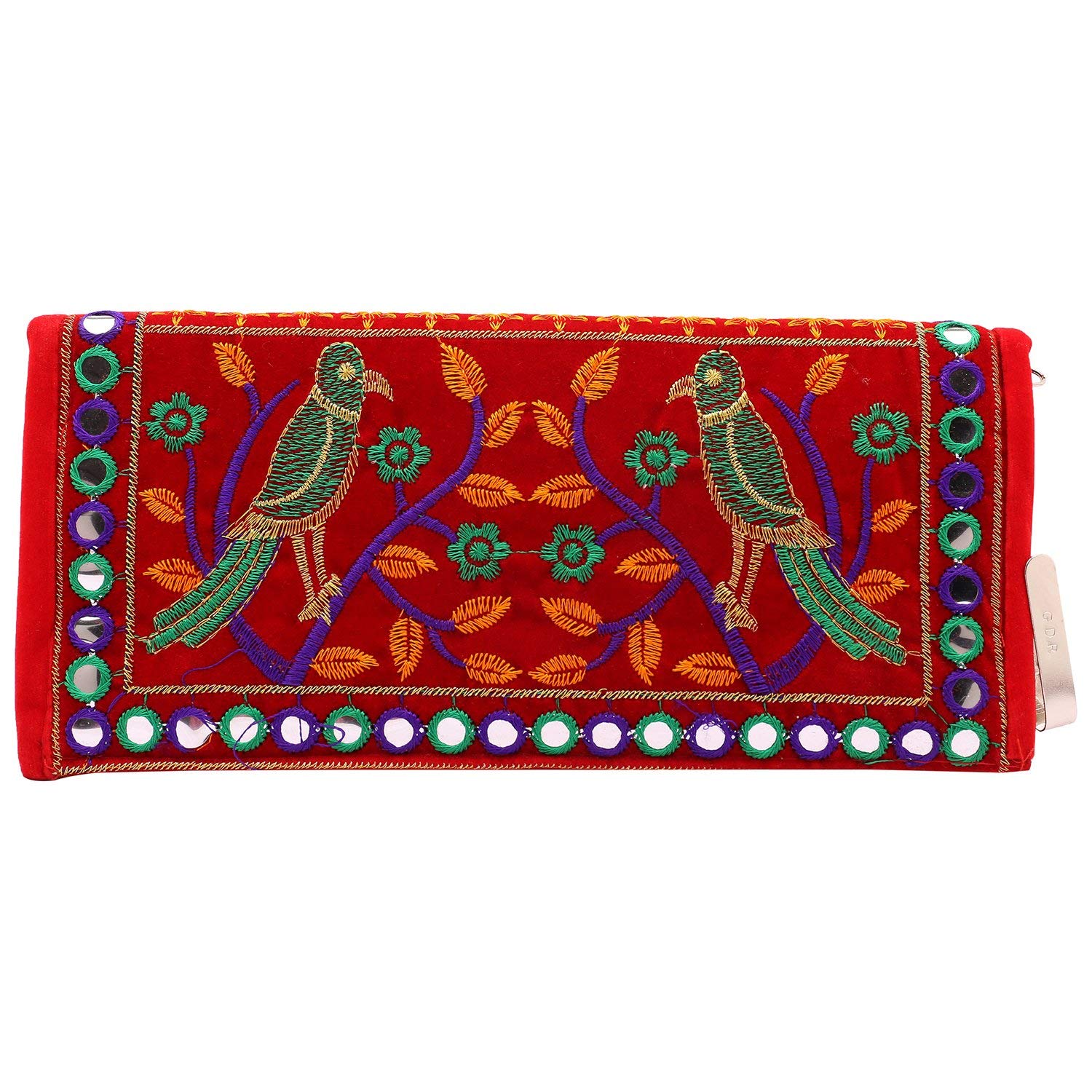 Handmade Rajasthani Embroidery Mirror Work Purse for Women - Ethnic Indian Clutch with Mirror Design for Ladies & Girls | Perfect for Weddings, Parties & Cultural Events